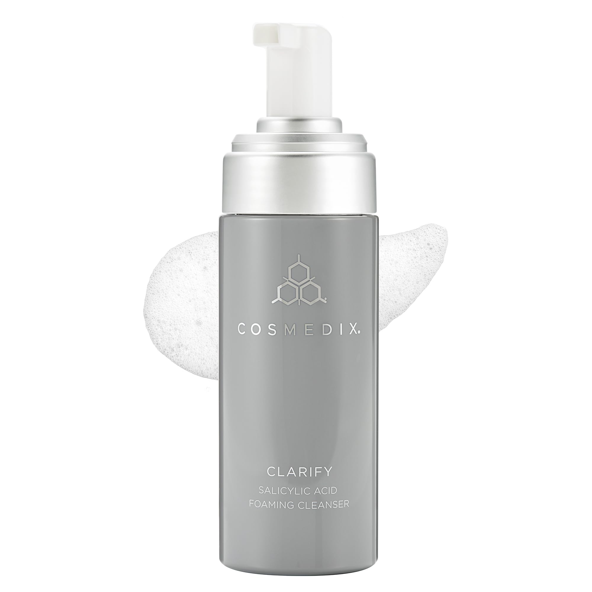 COSMEDIX Clarify Salicylic Acid Foaming Cleanser for Sensitive & Blemish-Prone Skin - Alcohol-Free, Sulfate-Free, Vegan & Gluten-Free Face Wash with Aloe Vera - Gentle Exfoliating Cleanser for Acne Treatment & Daily Skincare Routine
