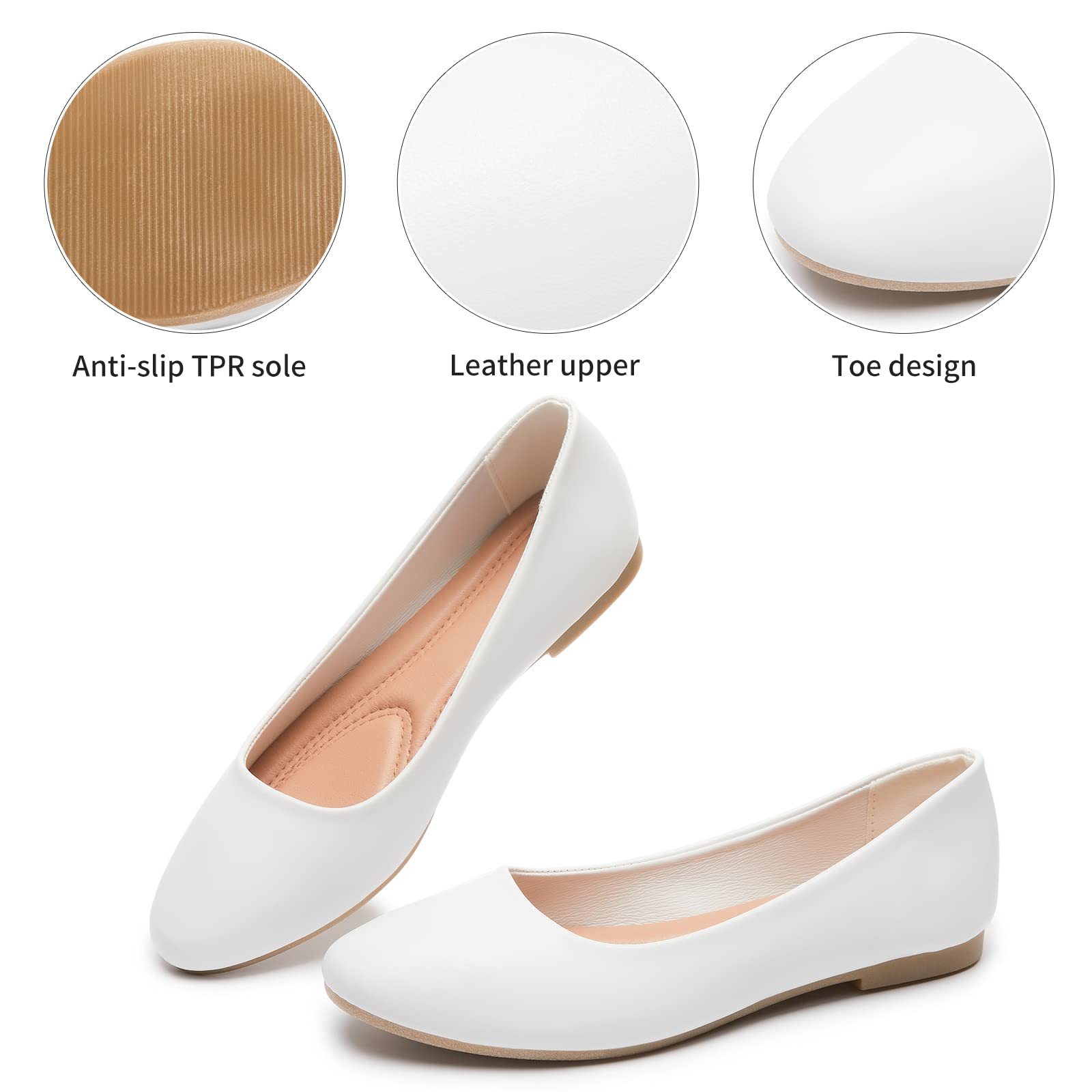 Hash Bubbie Women's Ballet Flats - Comfortable PU Leather Slip-On Dress Shoes for Women | Perfect for Work, Office & Casual Outfits