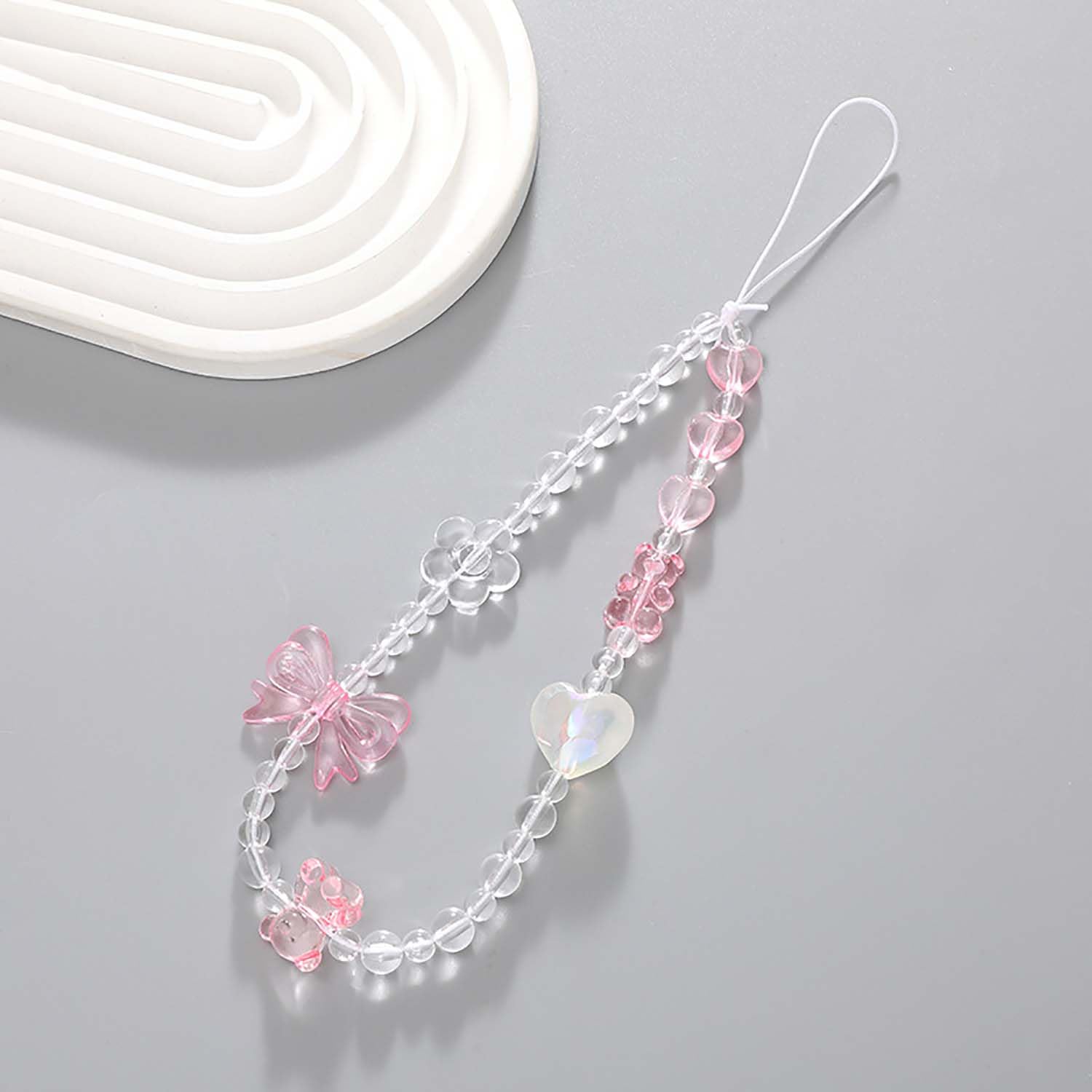 Beaded Phone Lanyard Wrist Strap - Adjustable Pearl Chain Phone Charm for iPhone Samsung - Perfect for Work, Travel, and Daily Use