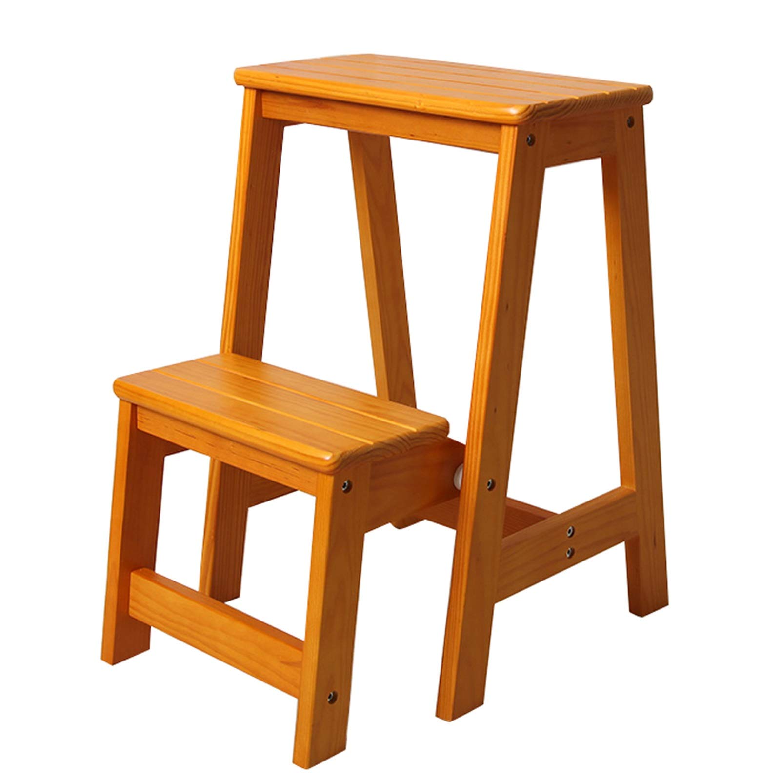 LEOSXA Solid Wood Folding Step Stool - Multifunctional Space-Saving Kitchen Ladder Stool for Home, Office & Storage - Perfect for Reaching High Shelves & Organizing Spaces
