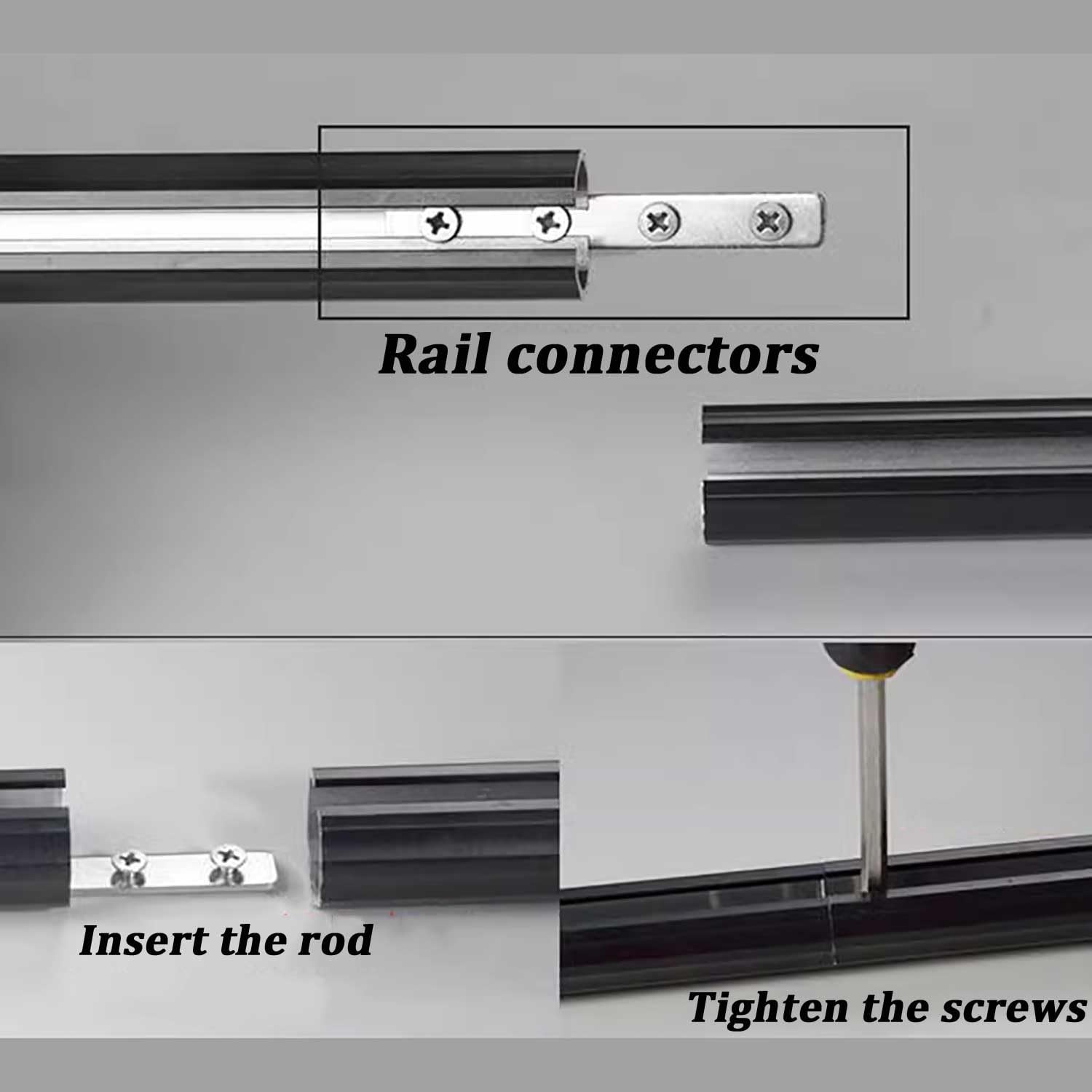 Black Aluminum Roman Rod Curtain Track - Heavy Duty Wall Mount Curtain Rail for Living Room, Bedroom & Shower Room Divider - 4.5m (14.8ft) - Perfect for Home Decor & Space Partitioning