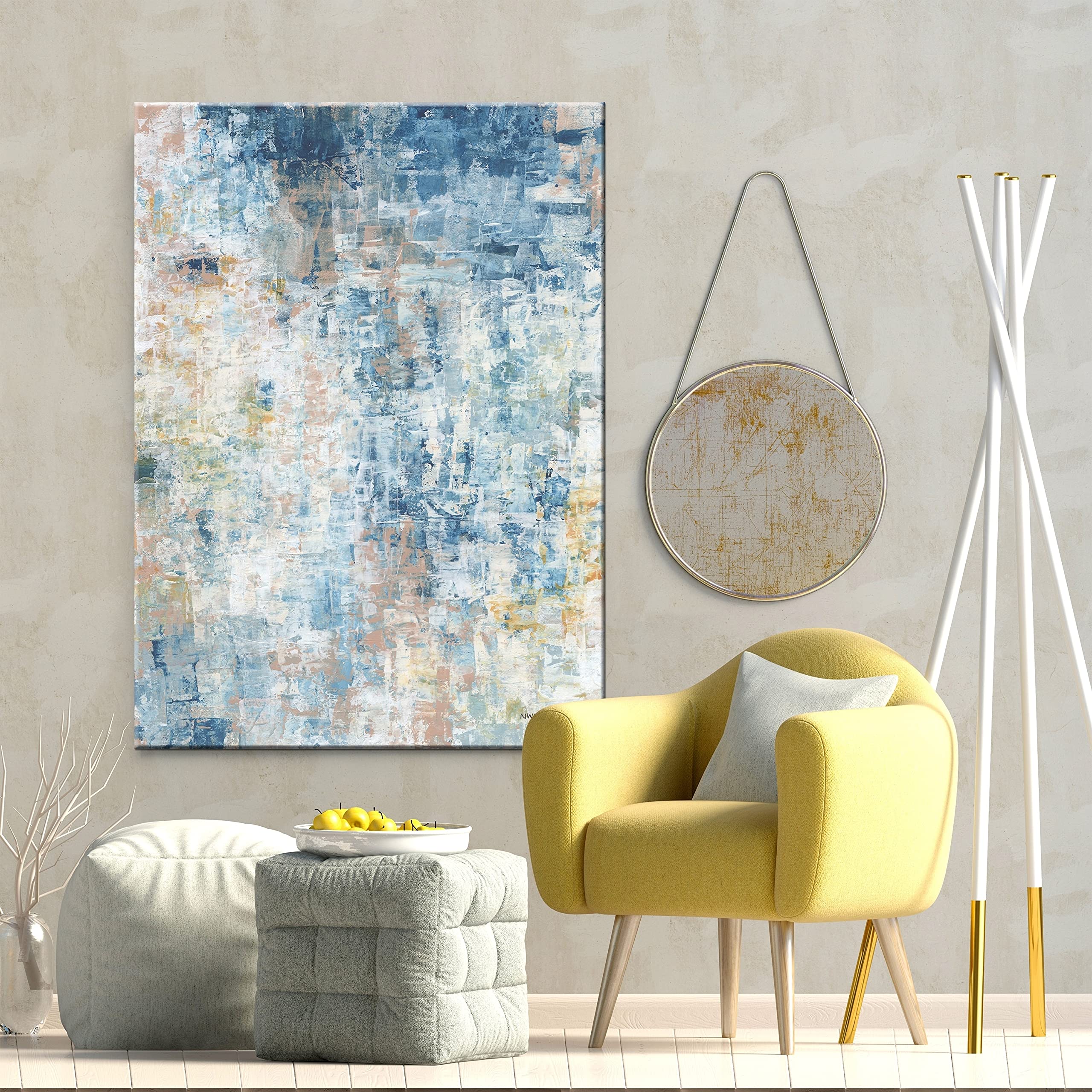 Norman Wyatt Blue Abstract Khakis & Jeans Gallery Wrapped Canvas Wall Art - 20x30 Inches - Perfect for Living Room, Bedroom & Office Decor