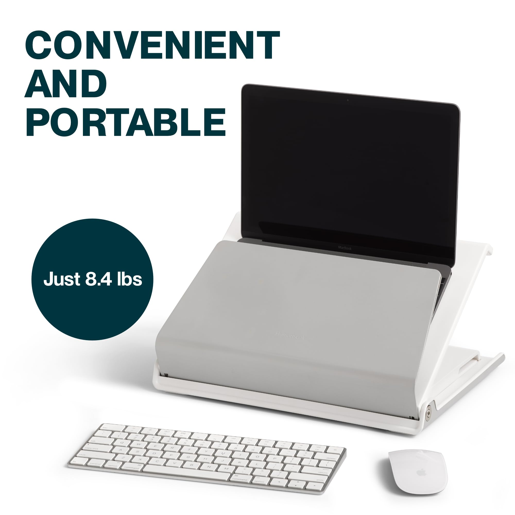Humanscale L6 Silver Ergonomic Laptop Stand - 360° Swivel Adjustable Notebook Riser for Desk, Workstation & Home Office - Promotes Good Posture for Comfortable Computing (Perfect for Remote Work, Video Calls & Prolonged Typing Sessions)