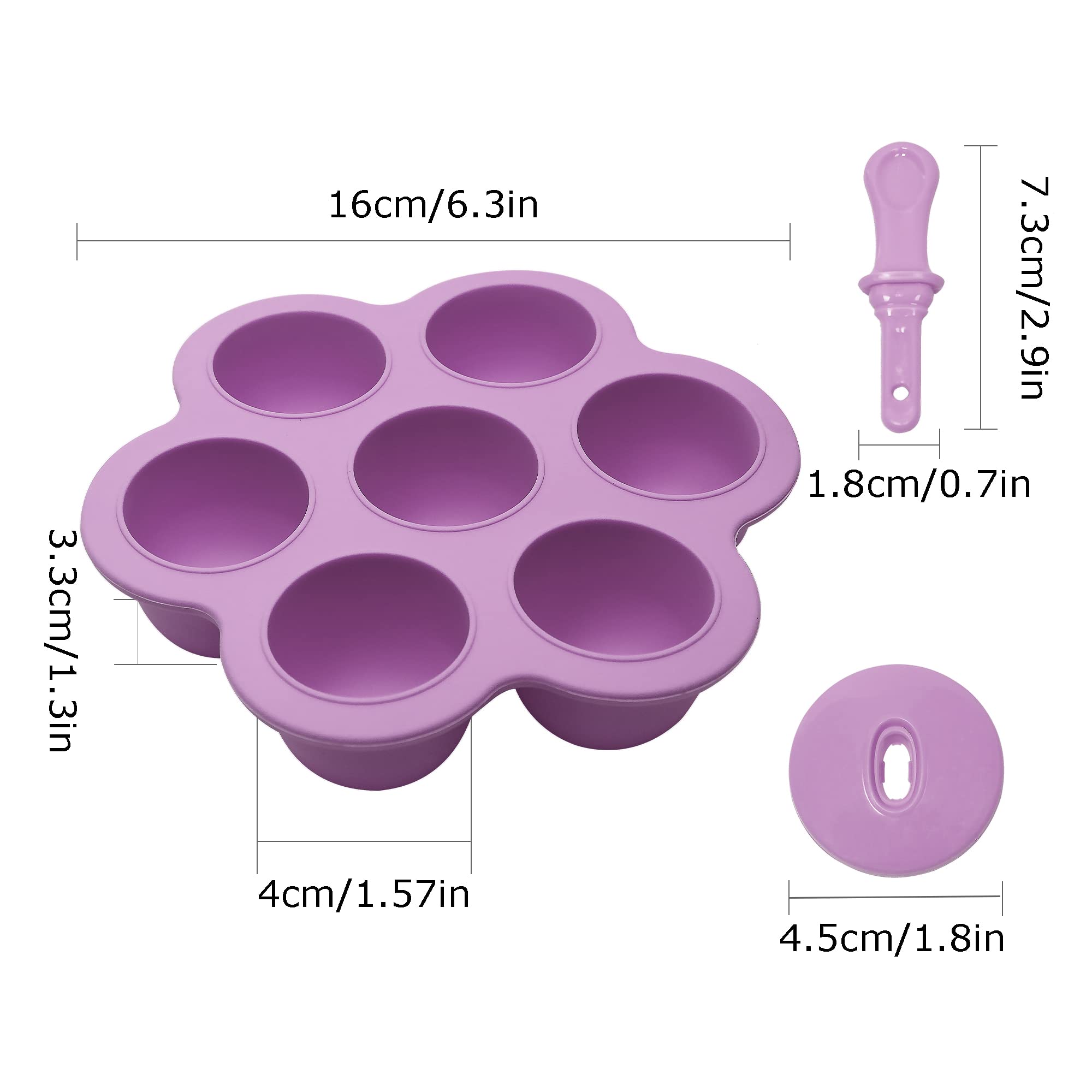 7-Cavity Silicone Popsicle Molds with Colorful Sticks - Non-Stick DIY Ice Cream, Egg Bite & Cake Molds - BPA-Free Food Grade Storage Containers (Purple) | Perfect for Summer Treats, Kids Snacks & Party Desserts