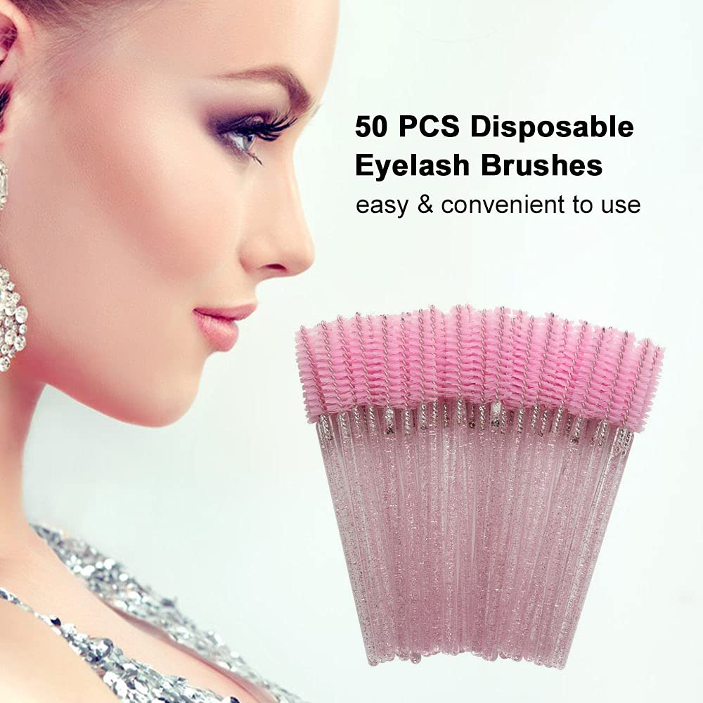 50 PCS Purple Eyelash Mascara Brushes - Professional Makeup Applicator Wands for False Lashes & Extensions - Perfect for Salon, Home Use & Travel Makeup Kits