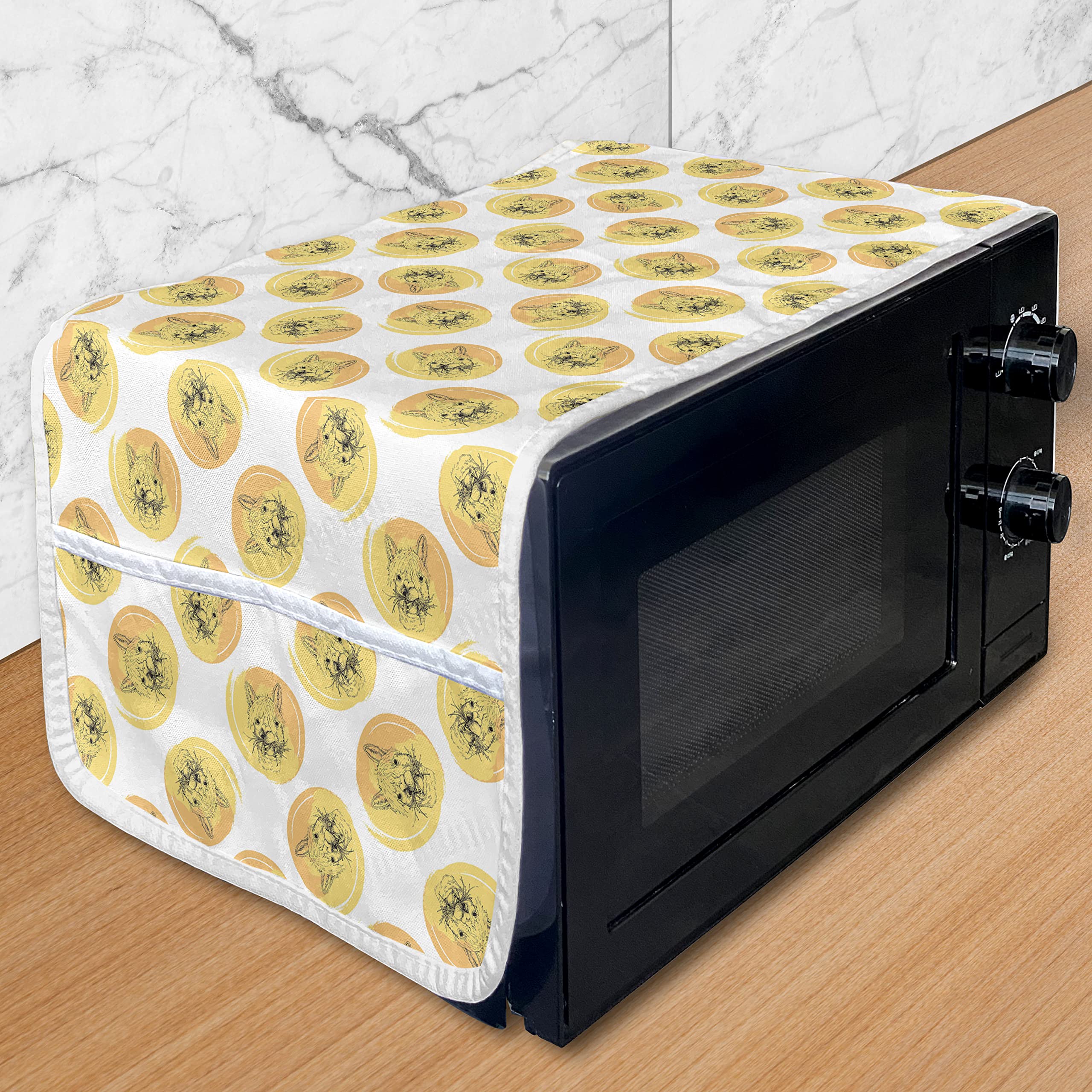 Ambesonne Llama Microwave Cover - Waterproof Kitchen Organizer with Pockets, 36