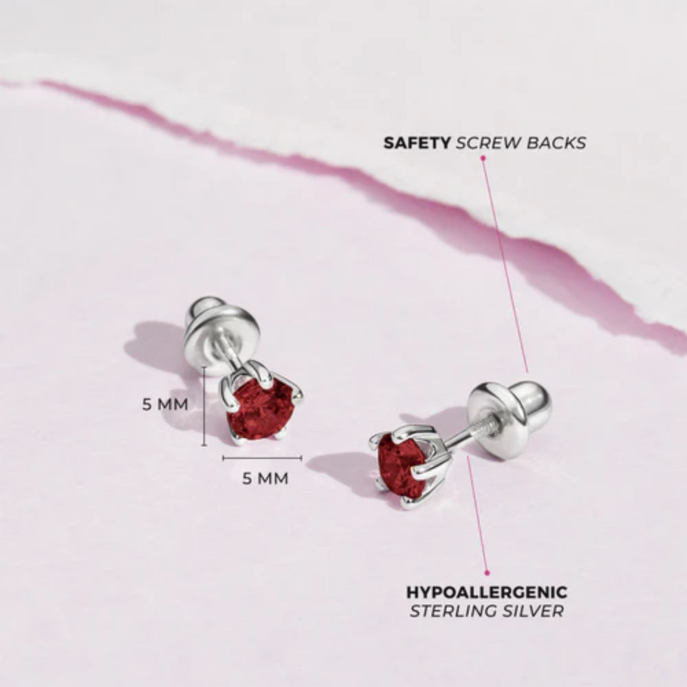 Kids' Classic CZ Birthstone Stud Earrings - Perfect for Birthdays, Gifts & Special Occasions