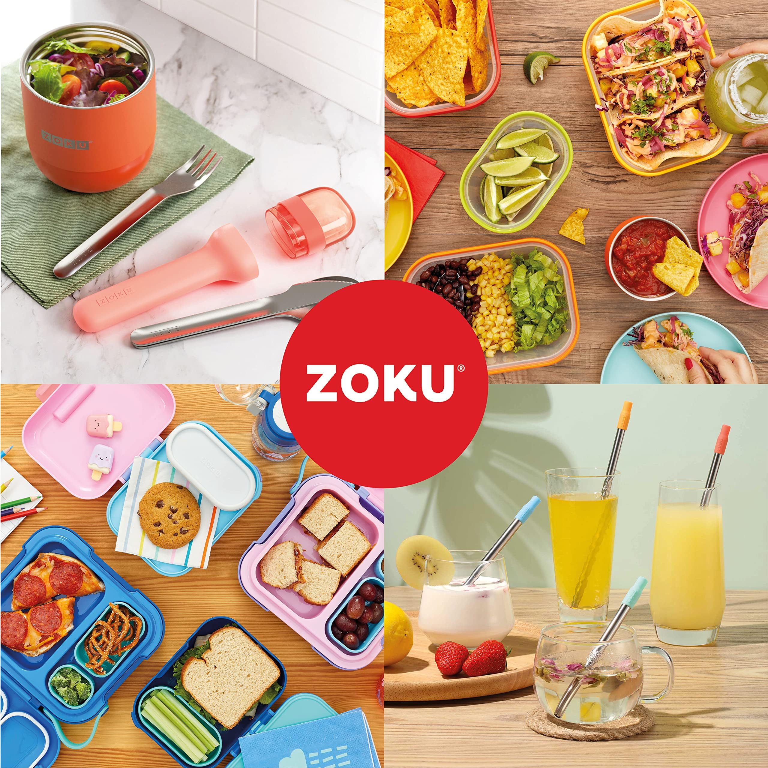 ZOKU Mini Bento Box for Kids - Stackable, Lightweight & Leakproof Lunch Box with Kid-Friendly Latch | Easy to Clean Bento Jr (Blue) | Perfect for School Lunches, Picnics & Travel Snacks