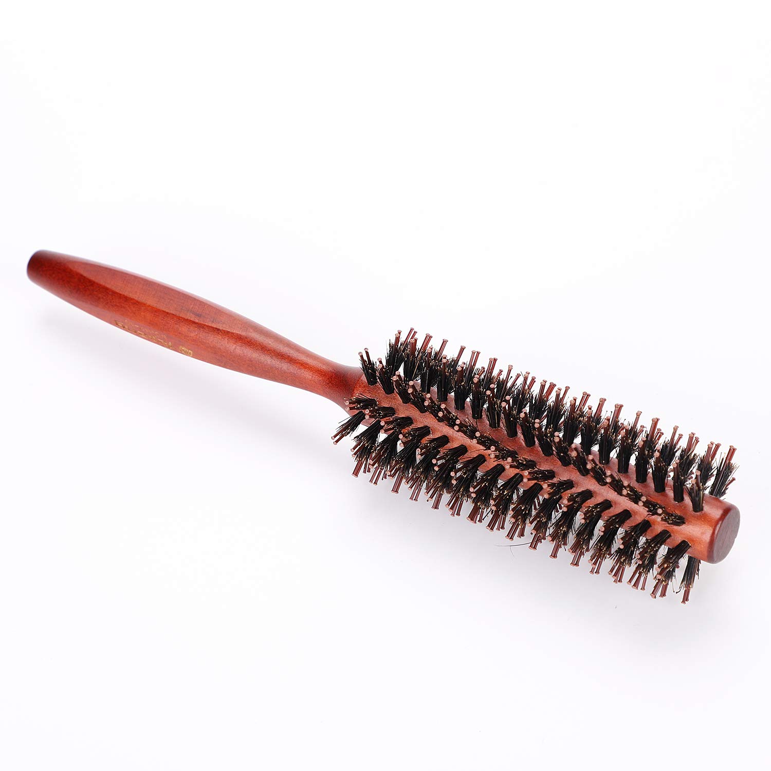 Wooden Round Hair Brush with Boar Bristles - 10 Row Curling Comb for Anti-Static Blow Drying, Detangling & Styling - Perfect for Short & Long Hair Care - Salon Quality at Home (Ideal for Daily Styling & Volume Boosting)