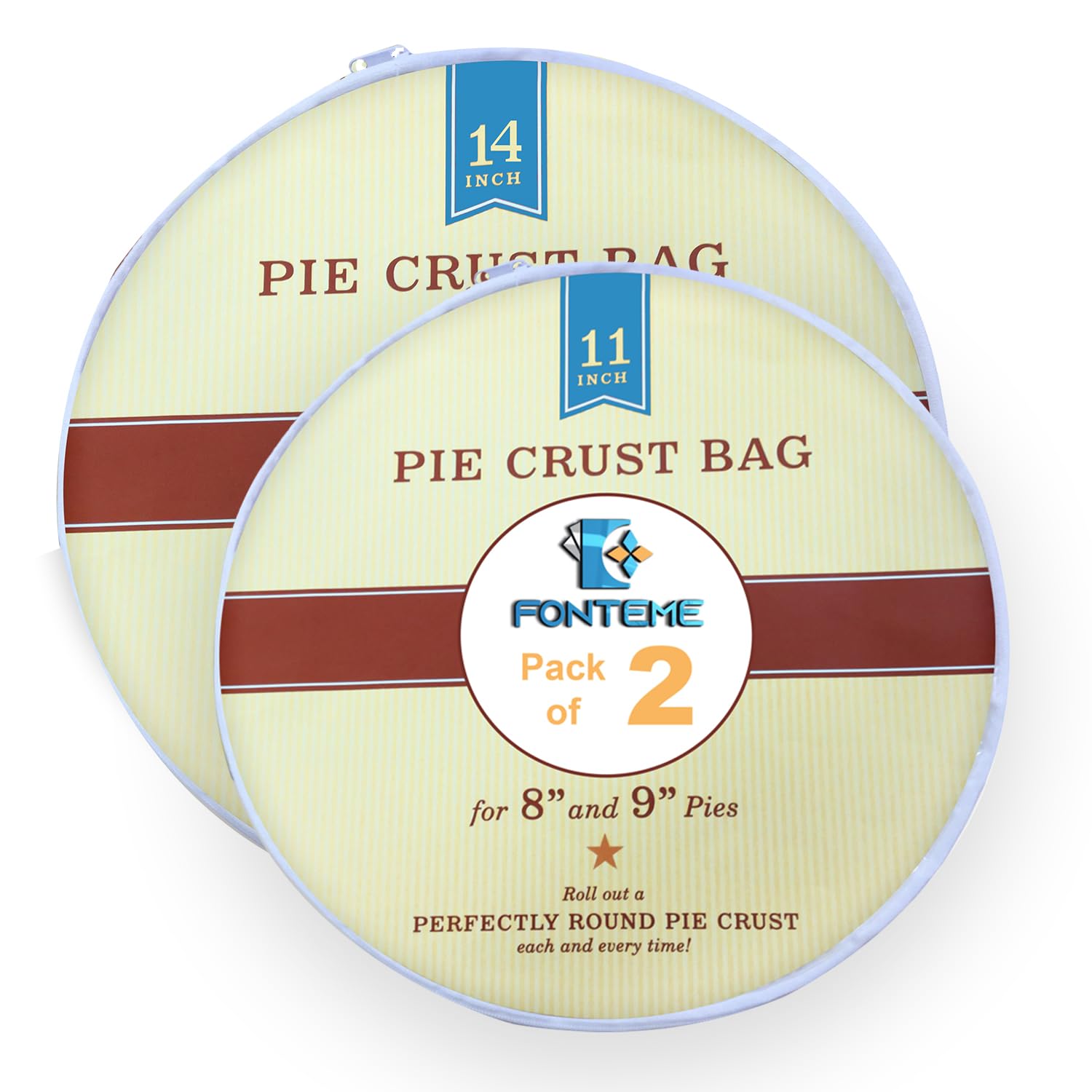 Non-Stick Plastic Pie Crust Dough Rolling Bag Set - 11
