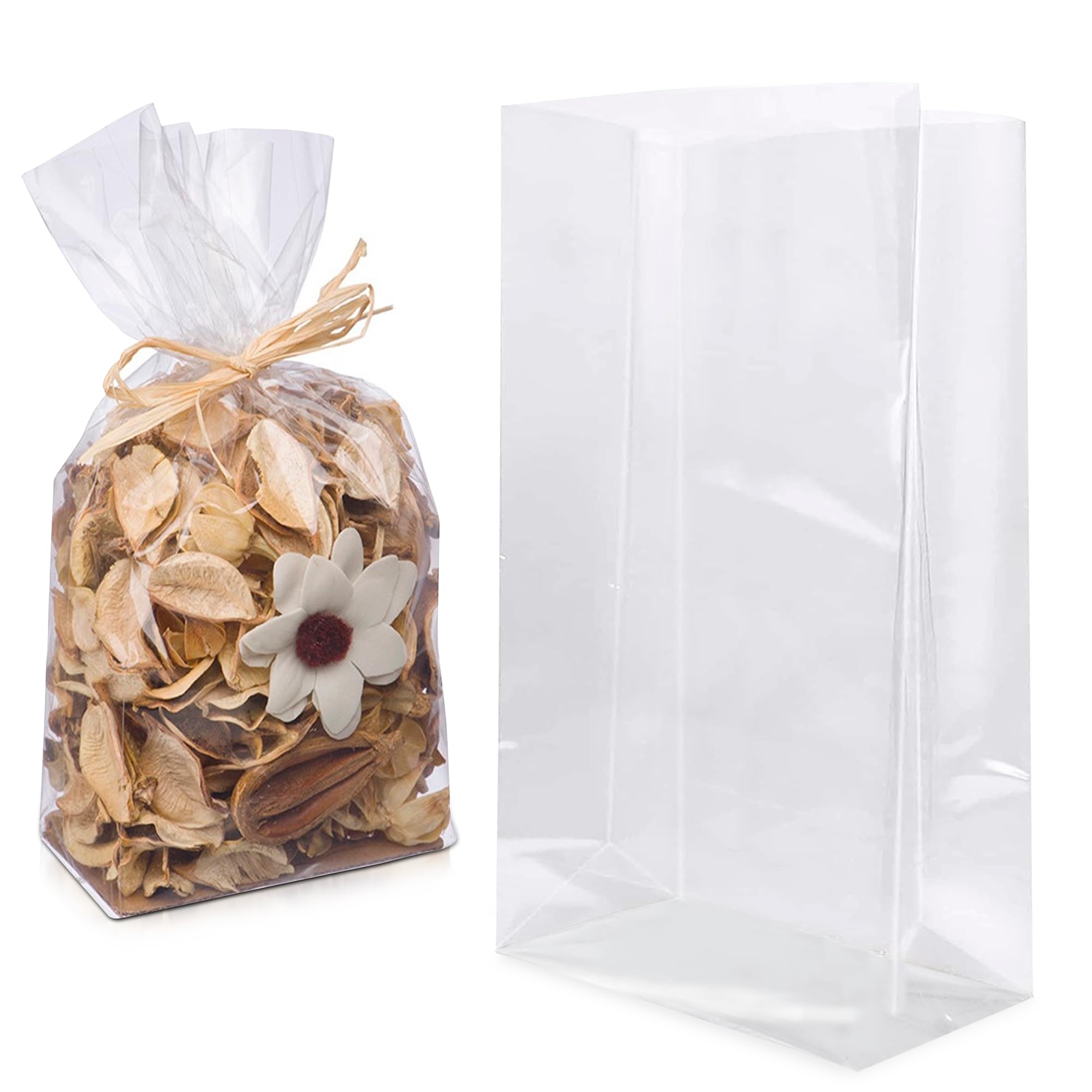 APQ Clear Gusseted Poly Bags 6x3x15 Inches - 1000 Pack of 1 Mil Thick Open Top Plastic Bags for Packaging Cookies, Popcorn, Candies & Homemade Bread | Perfect for Bakery, Party Favors & Retail Packaging
