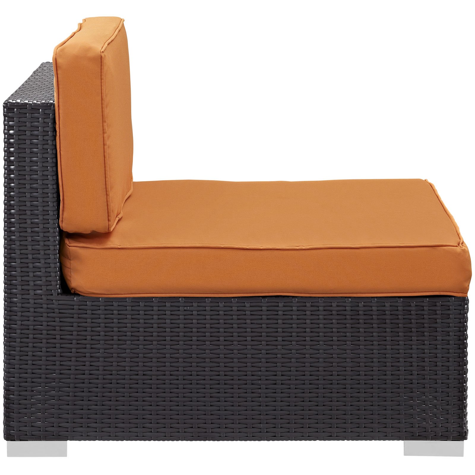 Modway Convene Armless Outdoor Patio Sectional Sofa - Espresso Orange - Weather-Resistant Wicker Furniture for Backyard, Poolside & Garden Relaxation