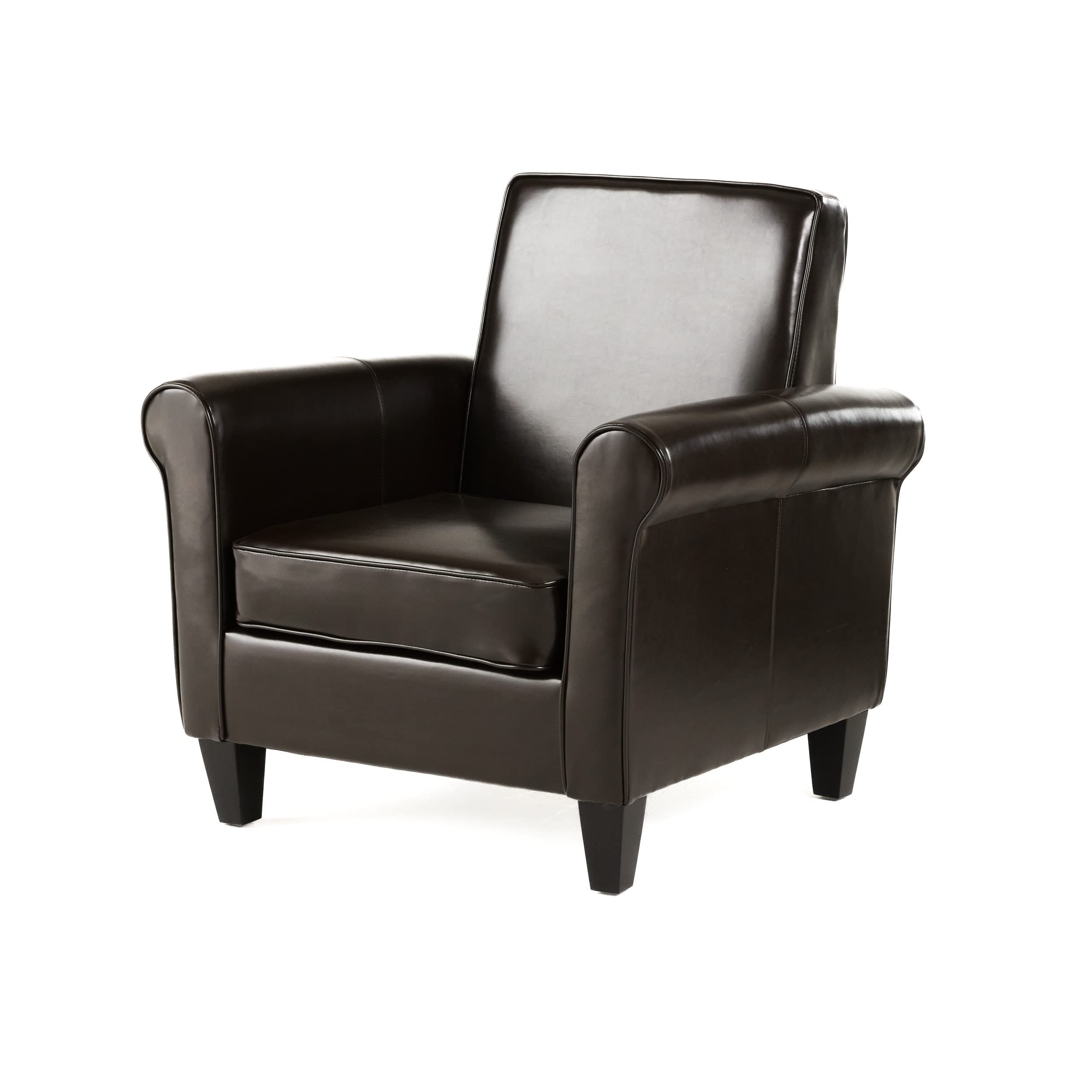 Freemont Genuine Leather Club Chair in Chocolate Brown - Premium Comfort for Living Room, Office & Library
