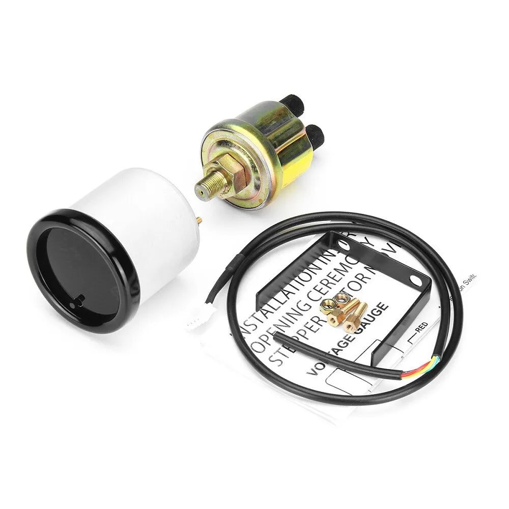 2 Inch Engine Oil Pressure Gauge 1/8 NPT Electronic PSI Sensor Kit - Automotive Performance Monitoring for Cars, Trucks & Motorcycles