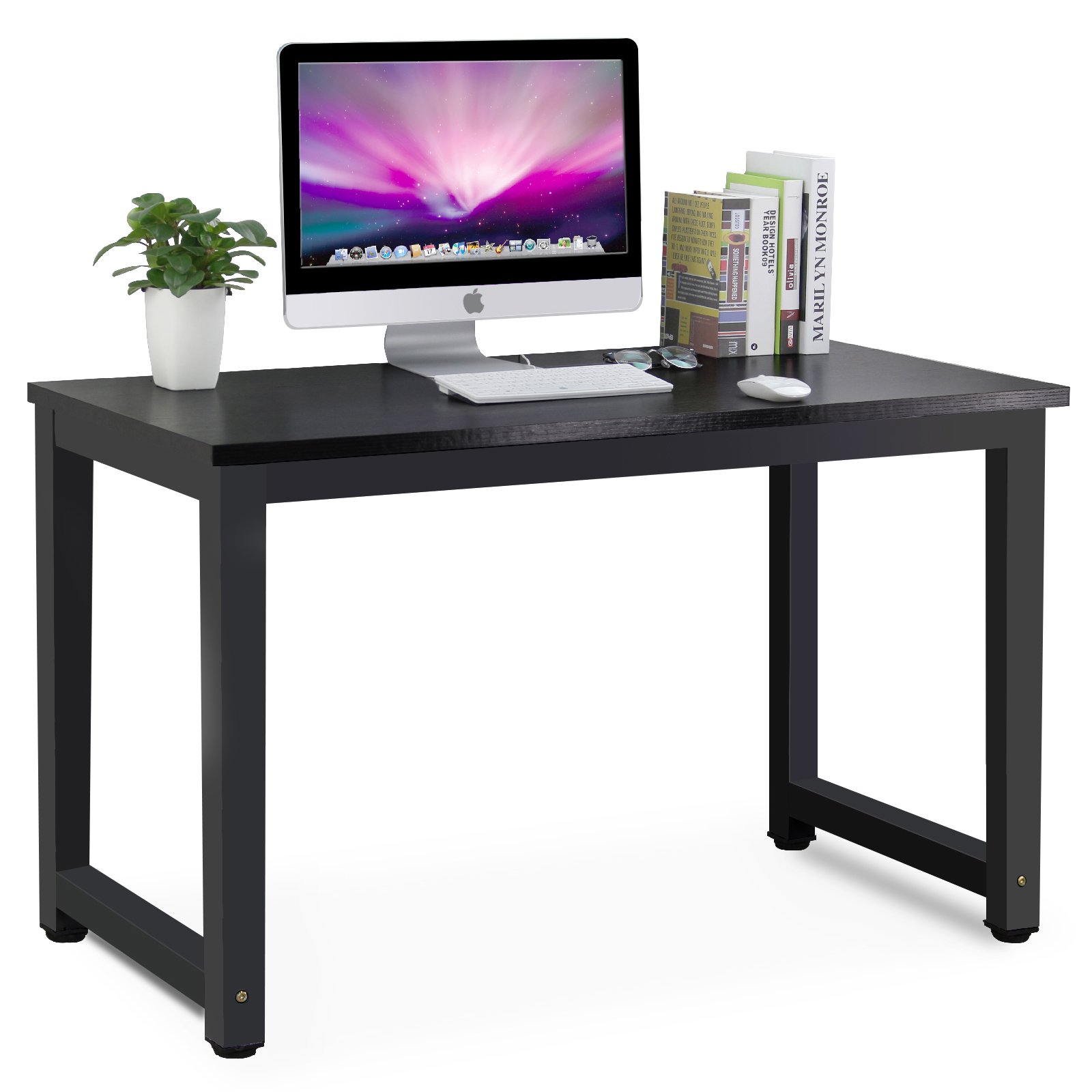 Tribesigns 47 Inch Modern Computer Desk - Simple Office Desk, Study Writing Table for Home Office, Black - Perfect for Small Spaces & Remote Work