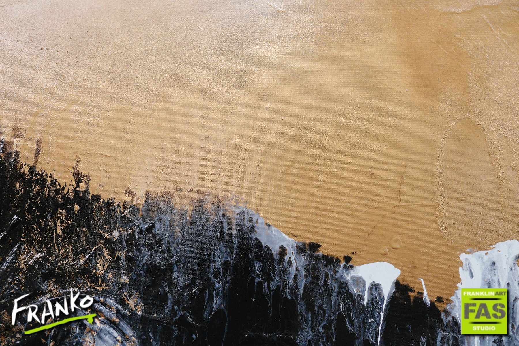 Golden Licorice 75cm x 100cm Black Gold Abstract Canvas Art - Modern Wall Decor for Living Room, Bedroom & Office