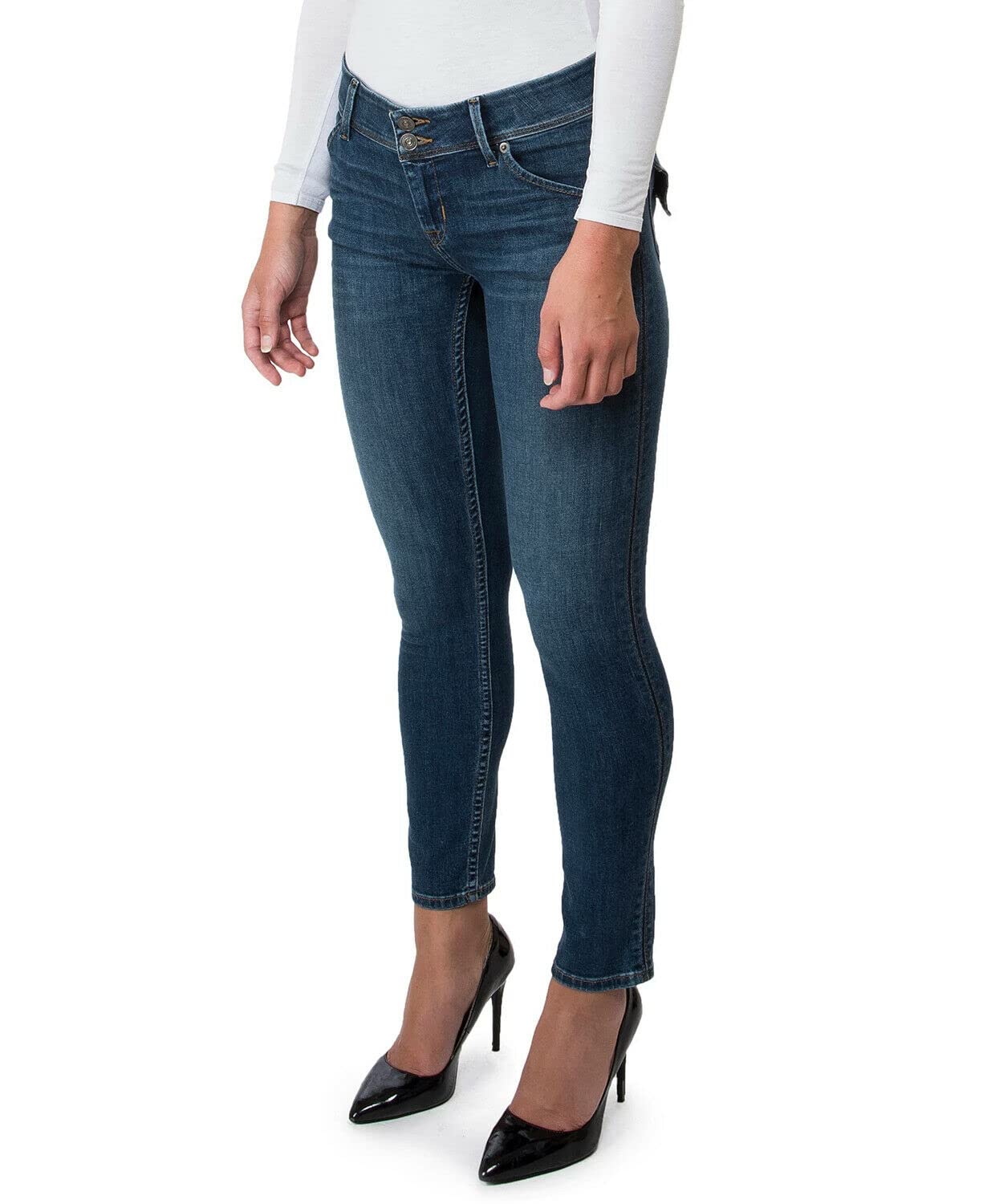 HUDSON Women’s Collin Skinny Ankle Jeans - High Waist Stretch Denim Pants in Bastille Blue Size 24 | Perfect for Casual Wear, Office & Night Out