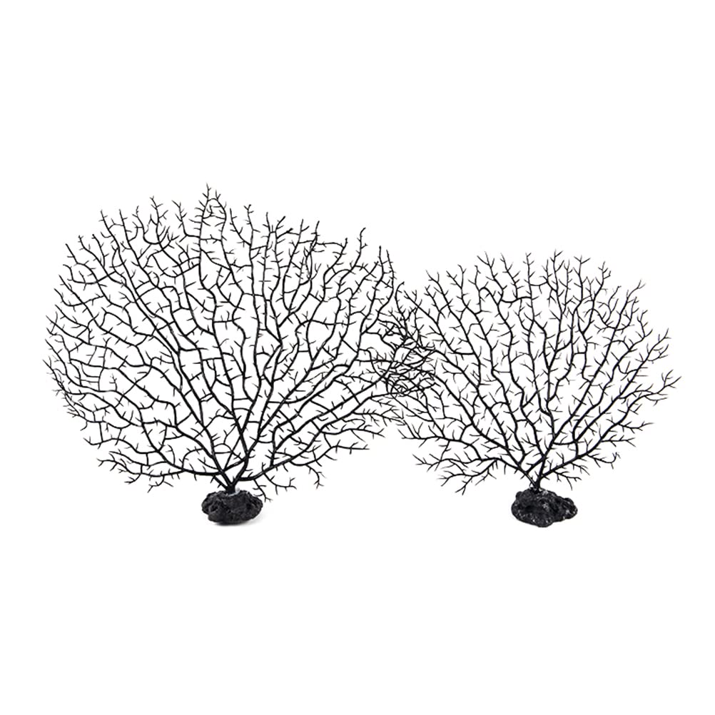 Artificial Coral Plant for Aquarium - Red Sea Fan Decor for Fish Tanks