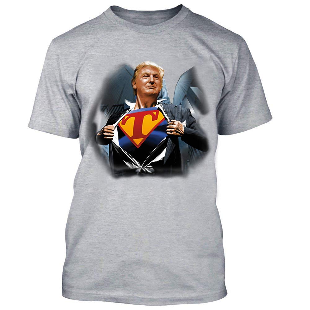 Donald Trump Superpower Pullover T-Shirt - Men's Crewneck Short Sleeve Election Tee - Patriotic Political Apparel for Campaign Rallies & Conservative Events