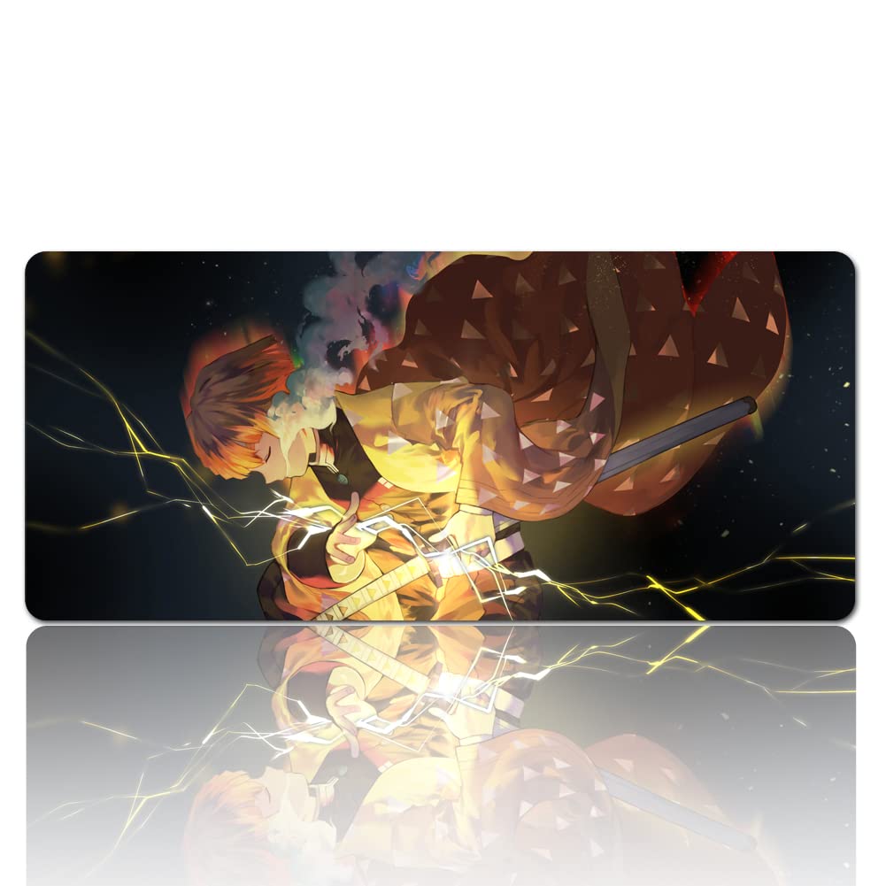 Demon Slayer Kimetsu No Yaiba Gaming Mouse Pad - Extra Large 15.7x35.4in (60x35cm) Non-Slip Rubber Base Computer Mouse Mat for PC, Laptop, Home & Office Use - Perfect for Anime Fans, Gamers and Workstations