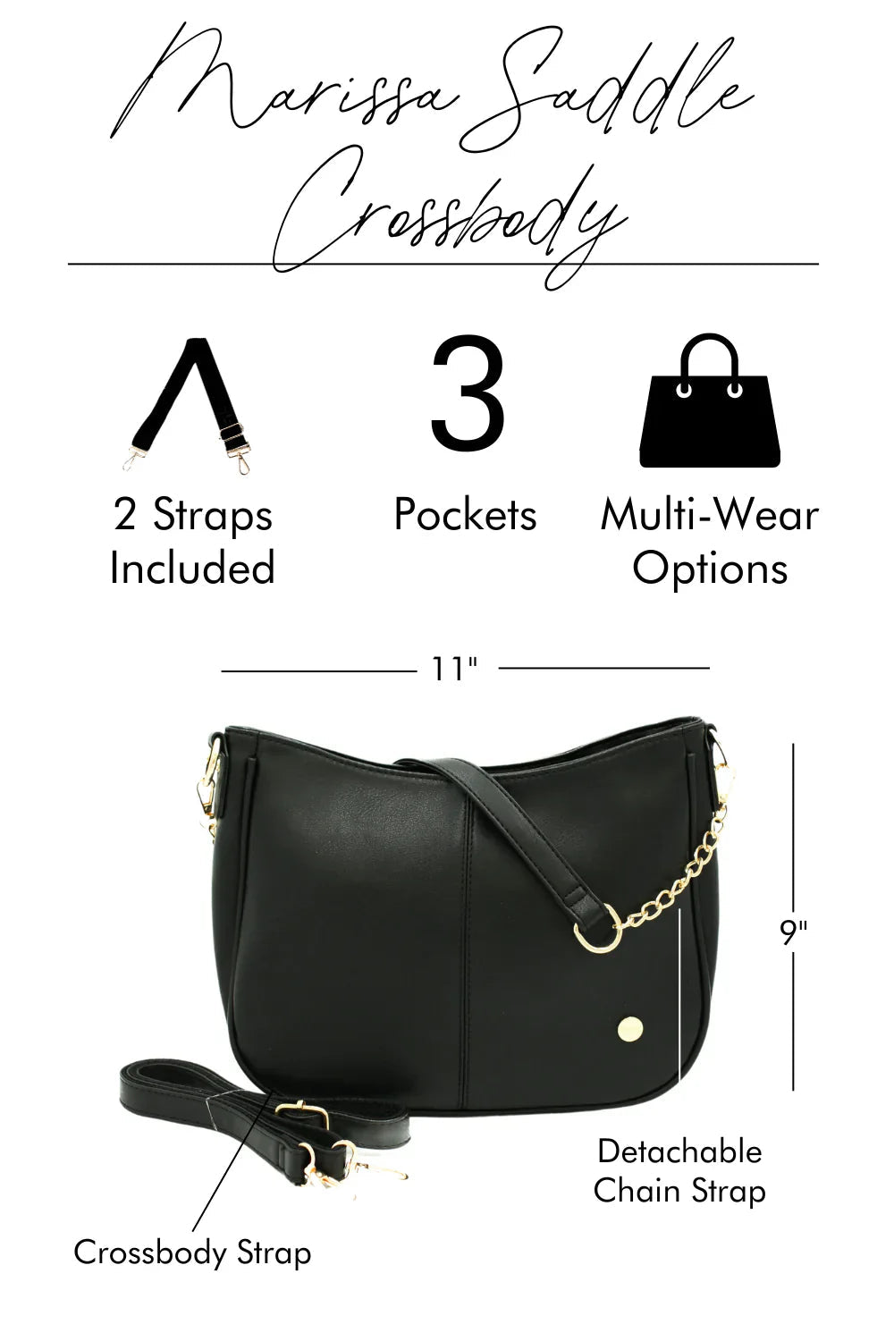 Marissa Saddle Crossbody Bag for Women - Stylish Leather Shoulder Purse with Adjustable Strap, Perfect for Work, Travel & Everyday Use