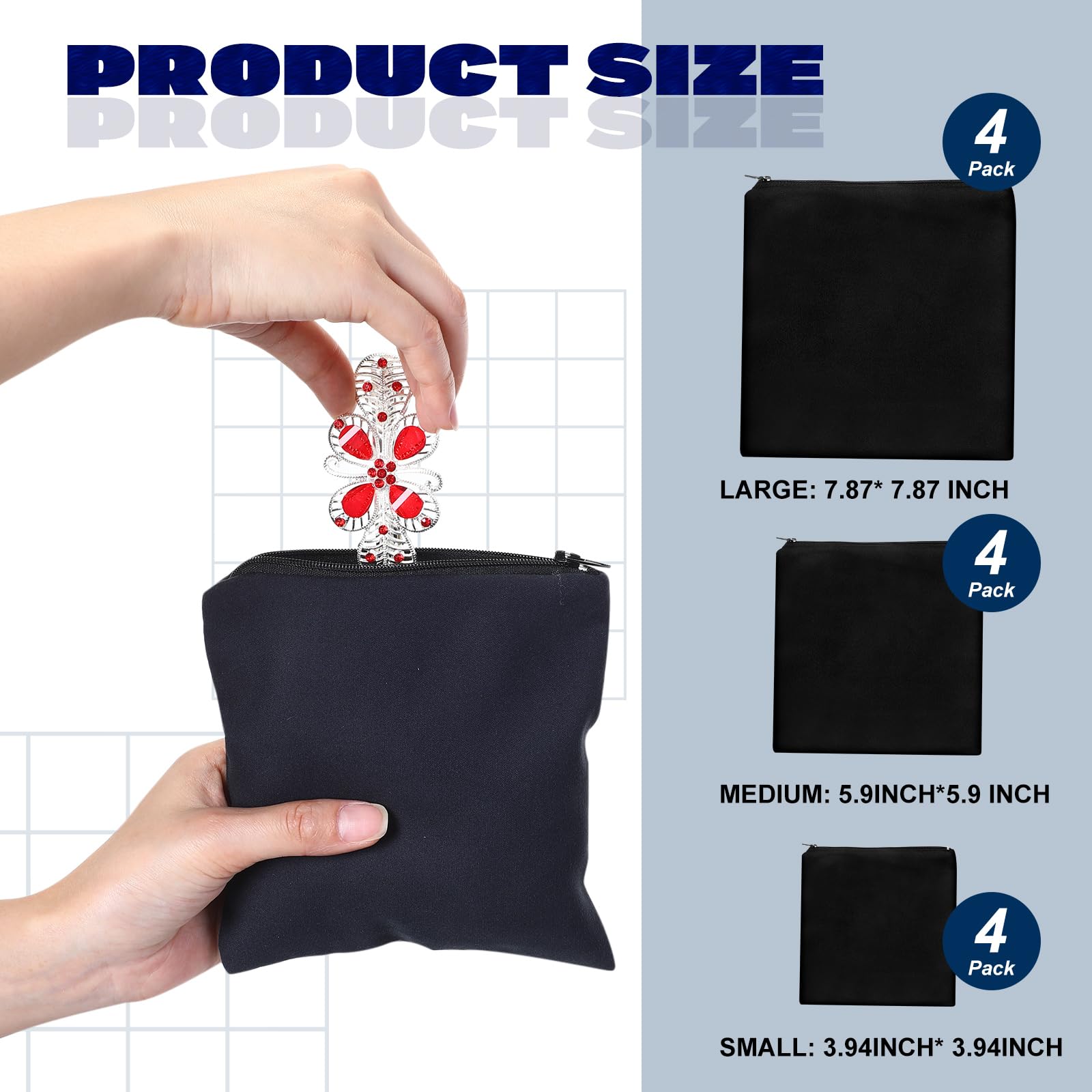 Reginary 12-Piece Zippered Silver Jewelry Storage Bags - Anti-Tarnish Protection Pouch for Necklaces, Bracelets & Earrings | Jewelry Organizer for Travel, Gift Packaging & Home Storage