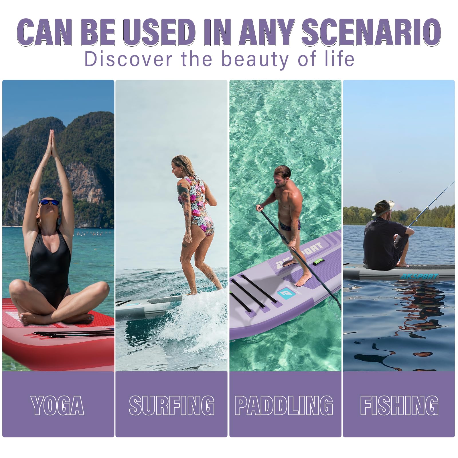 AKSPORT Inflatable Stand Up Paddle Board - Lightweight & Durable SUP Board with Premium Accessories Kit for Adults & Youth | Perfect for Yoga, Fishing & Ocean Adventures