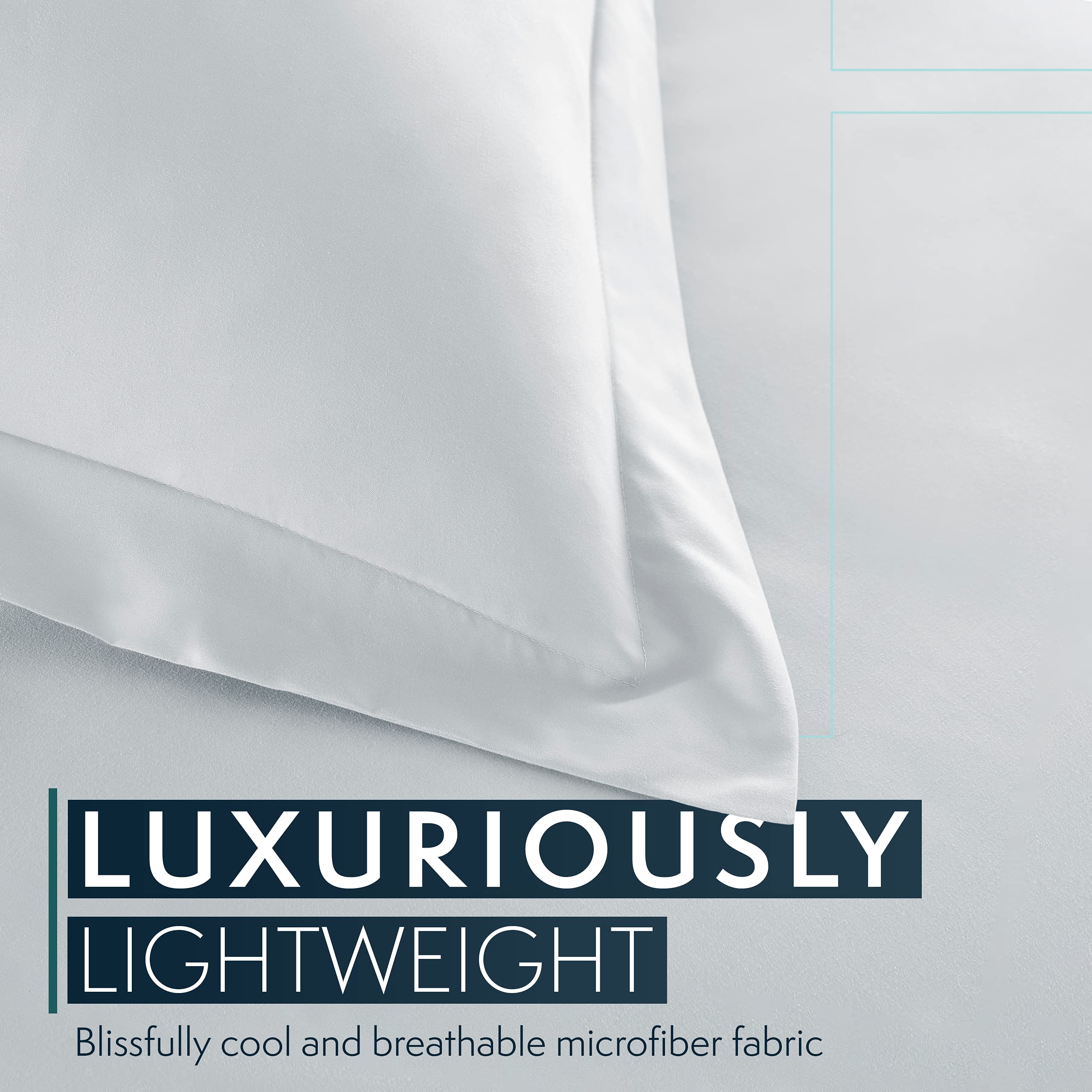 HC Collection King Size Duvet Cover Set - 3 Piece Ice Blue Microfiber Bedding with Zipper Closure & 2 Pillow Shams | Soft, Breathable & Wrinkle-Resistant | Perfect for Master Bedroom, Guest Room & Luxury Hotels