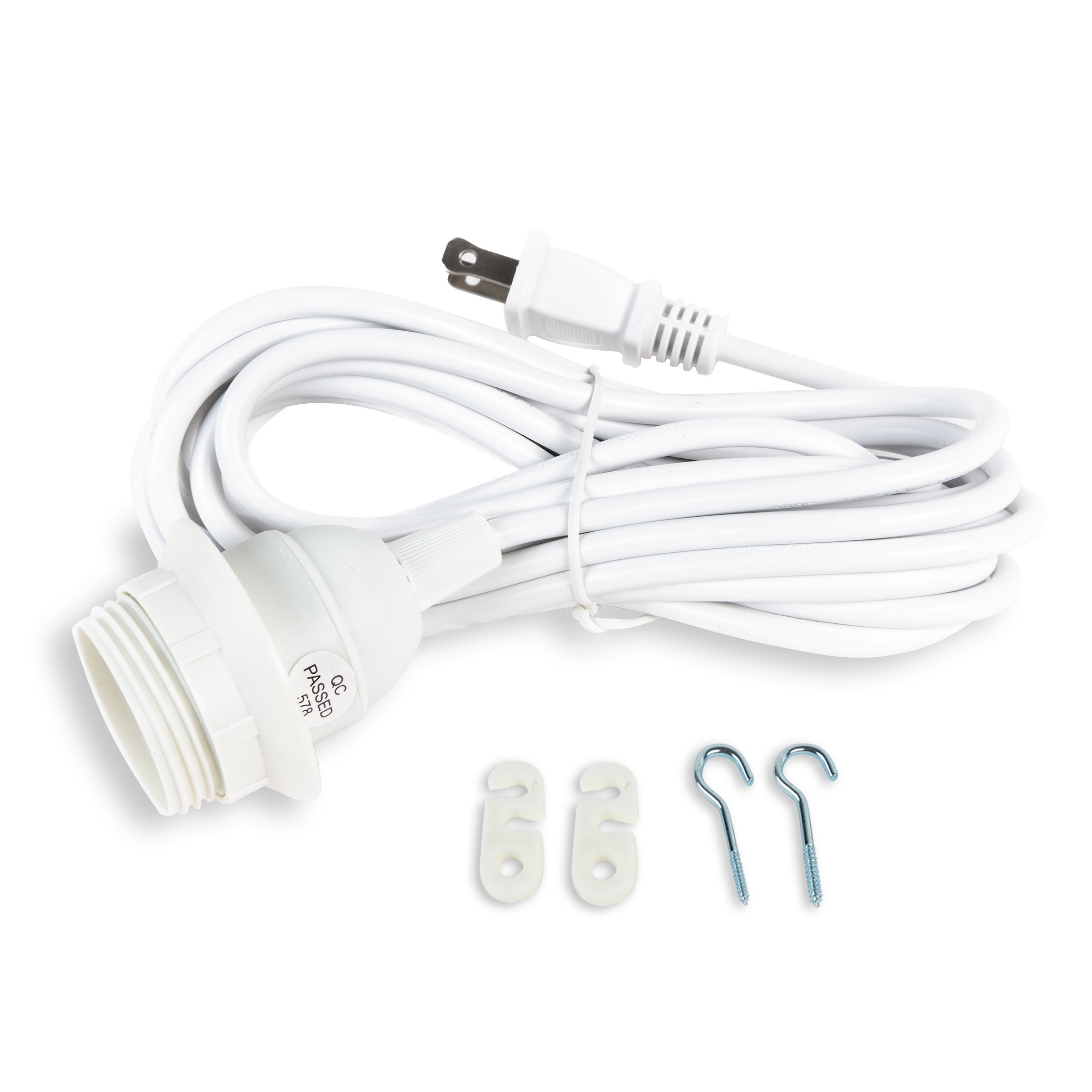 Wallniture Fiore 15ft Hanging Lantern Cord - White Pendant Light Socket Set for Indoor/Outdoor Room Decor - Perfect for Bedroom, Patio, Garden & Porch Lighting