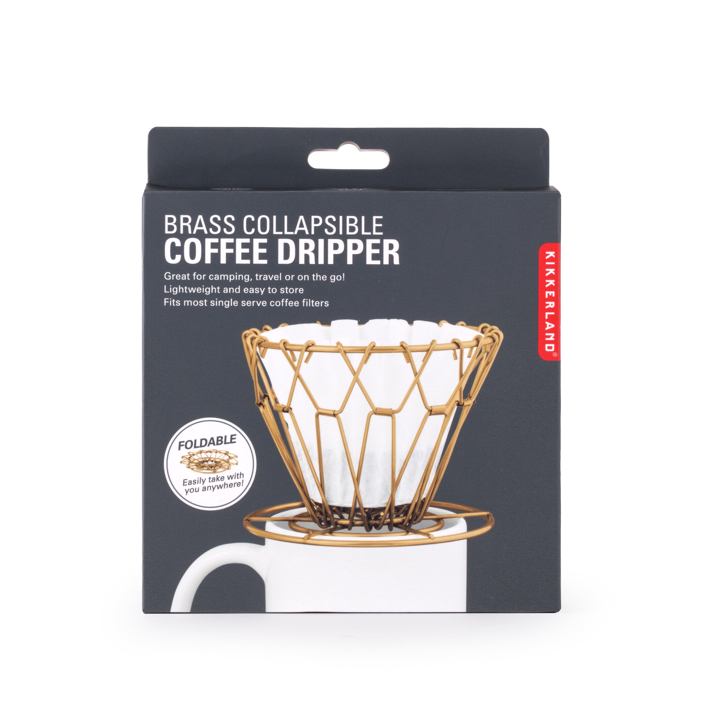 Premium Brass Collapsible Coffee Dripper - Portable Pour Over Coffee Maker for Travel, Camping & Home Brewing - Easy Foldable Design for Compact Storage