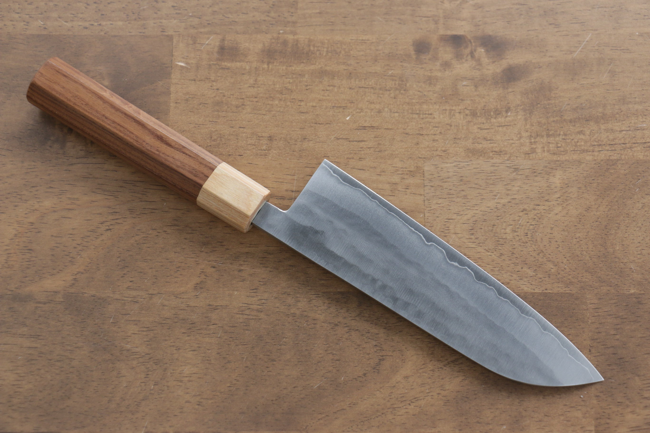 Premium Kunihira VG1 Hammered Santoku Knife 170mm with Morado Wood Handle - Perfect for Slicing, Dicing & Chopping Vegetables, Meat & Fish in Professional & Home Kitchens