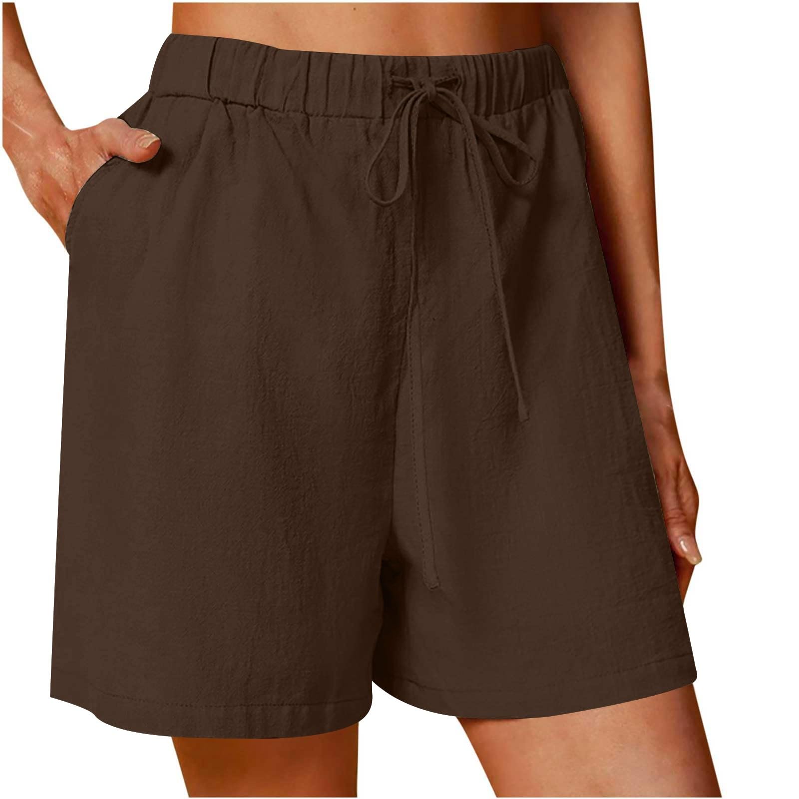 Women's High Waisted Linen Paperbag Shorts - Wide Leg Drawstring Sweatpants for Summer | Casual, Beach & Vacation Outfits