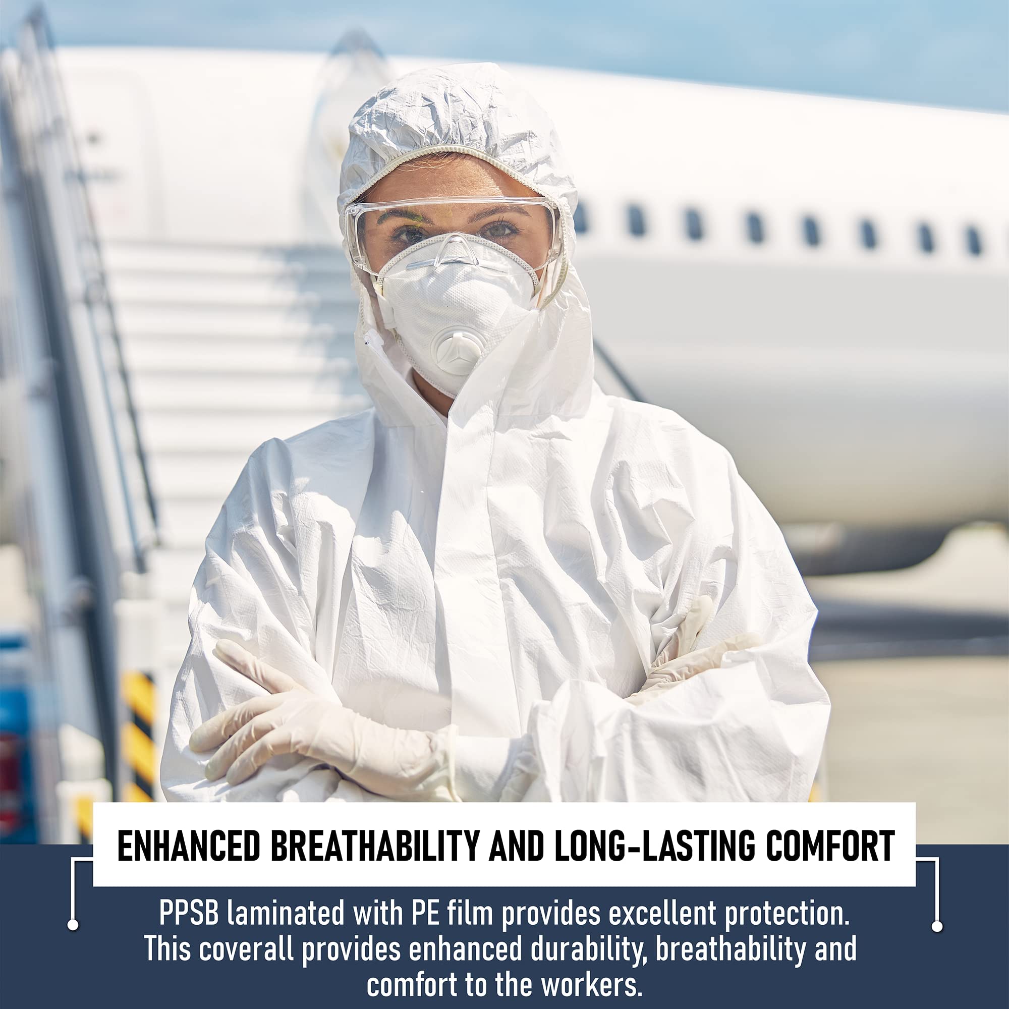 Disposable Hazmat Suits 25 Pack - Full Body Protective Coveralls with Attached Hood & Boots | Heavy Duty Water Resistant Painters Suit for Adults | Breathable Chemical Protection | Ideal for Painting, Construction, Chemical Handling & Emergency Response