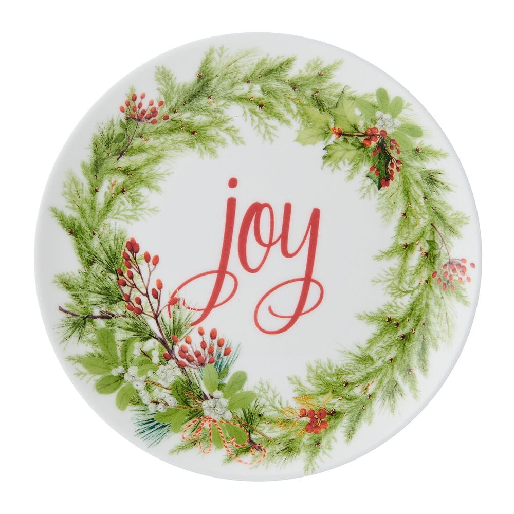 6-Piece Festive Appetizer Plate Set - Elegant Holiday Garland Design for Christmas Parties, Dinnerware & Entertaining