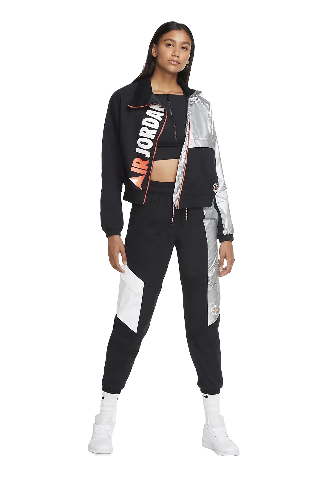 Nike Air Jordan Women's Woven Utility Jacket - Large Size | Lightweight Water-Resistant Windbreaker for Running, Hiking & Outdoor Activities