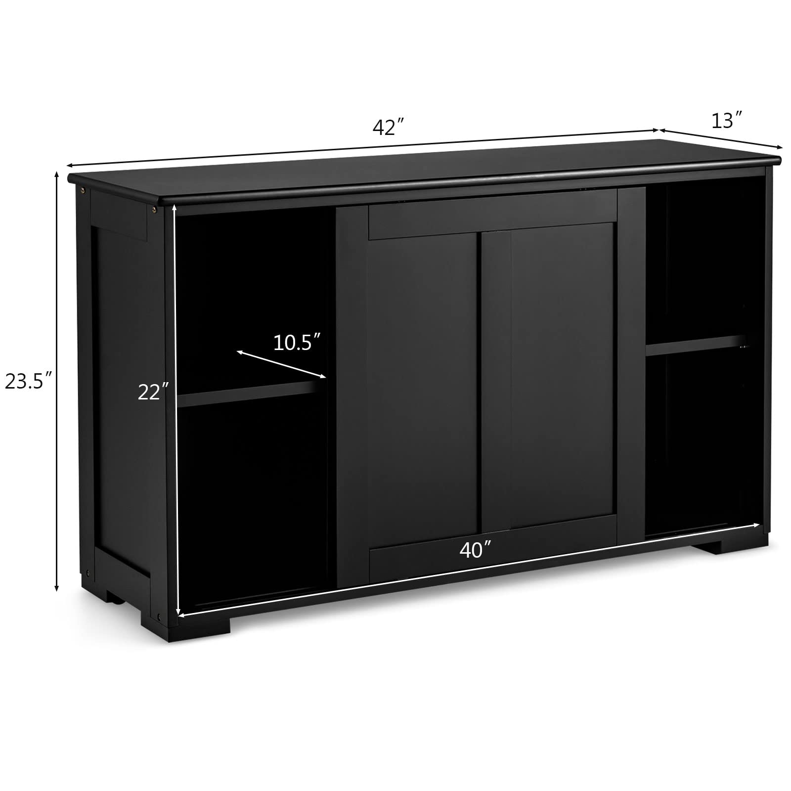 Giantex Kitchen Buffet Cabinet with Sliding Doors & Adjustable Shelves - Black Sideboard Storage Credenza for Dining Room, Living Room, Hallway | Perfect for Home Organization & Entertaining Guests