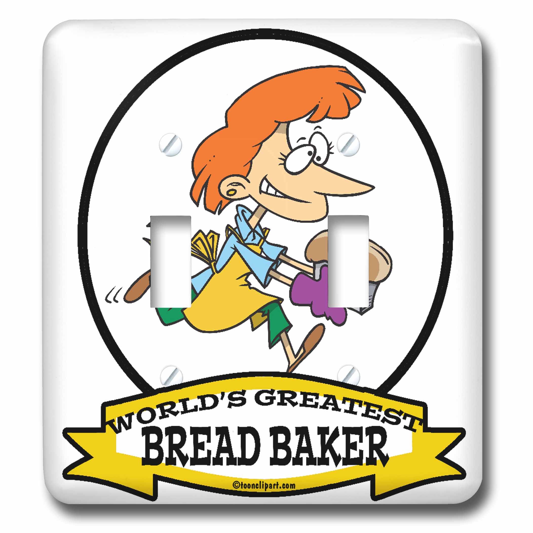 Funny World's Greatest Bread Baker Female Cartoon Double Toggle Switch - 3D Printed Kitchen Decor for Coffee Shops & Bakeries