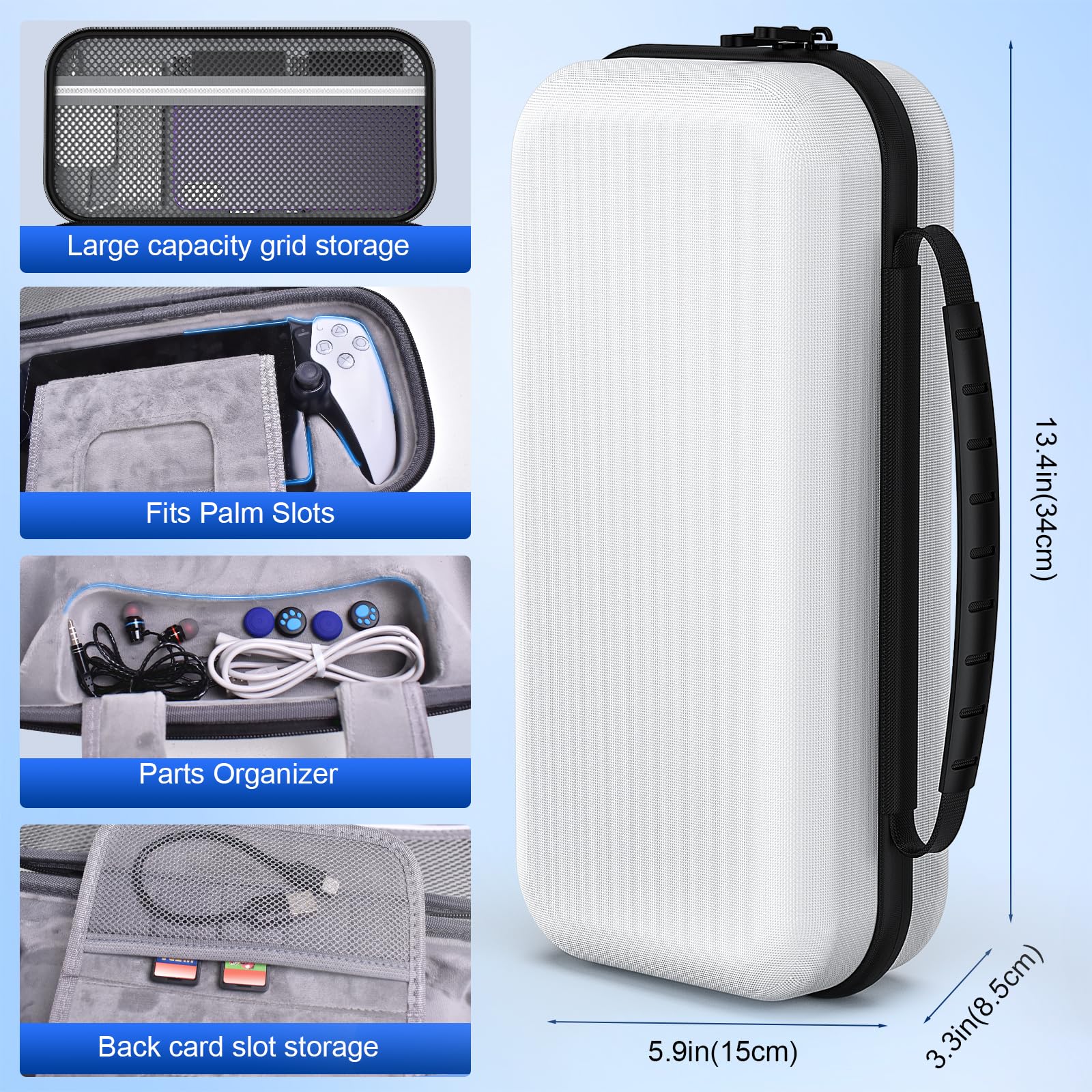 PlayStation Portal Accessories Bundle - Portable Carrying Case, Magnetic Charging Dock for PS5 Portal, Protective Cover, 2 HD Screen Protectors, Wired Headphones & 4 Thumb Grips - Perfect for Gaming On-The-Go & Travel Protection
