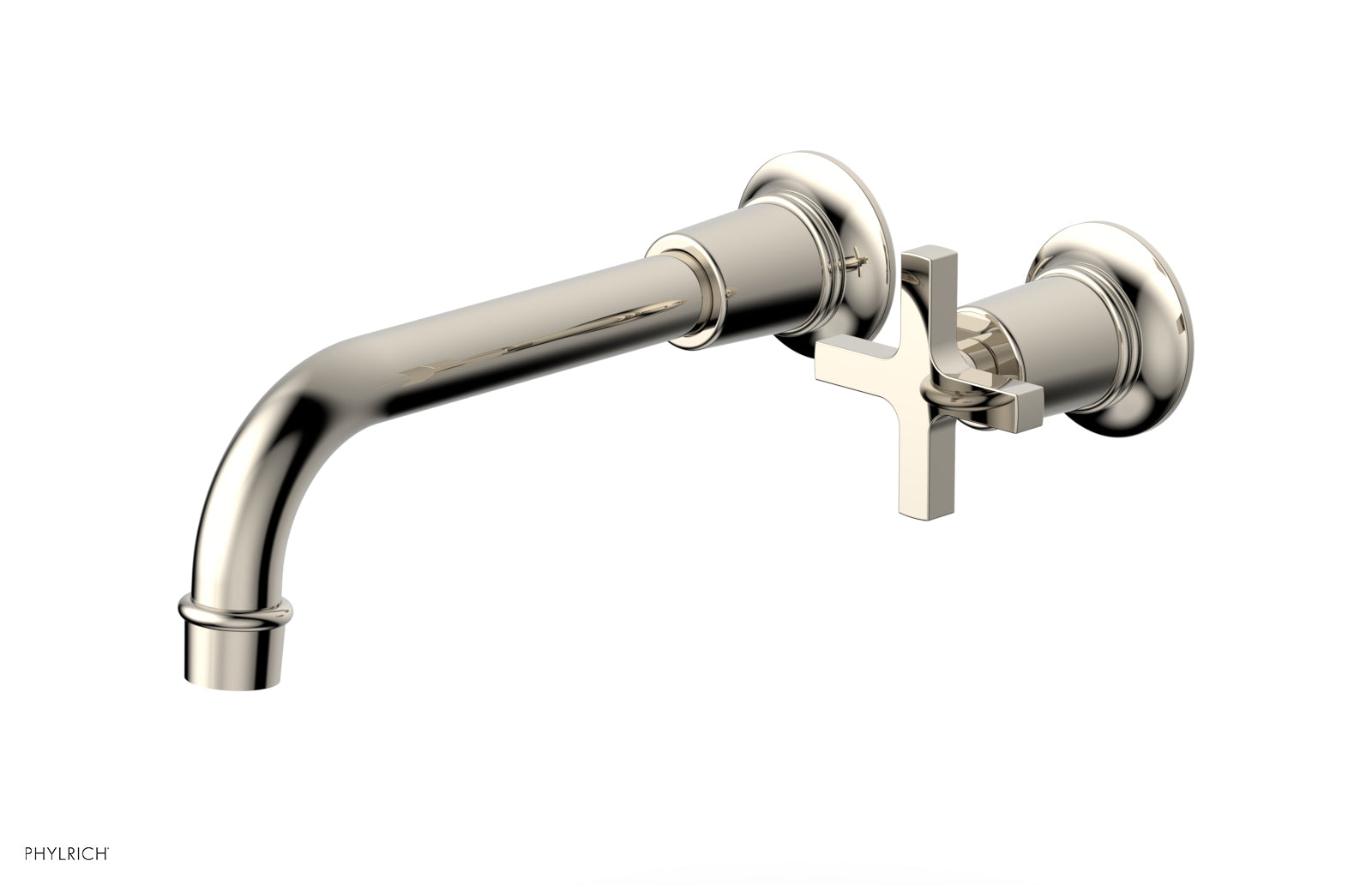 HEX MODERN Single Handle Wall Mounted Lavatory Faucet Set - Cross Handle Design 501 17 - Perfect for Bathroom Sink, Powder Room, and Guest Bath Installation