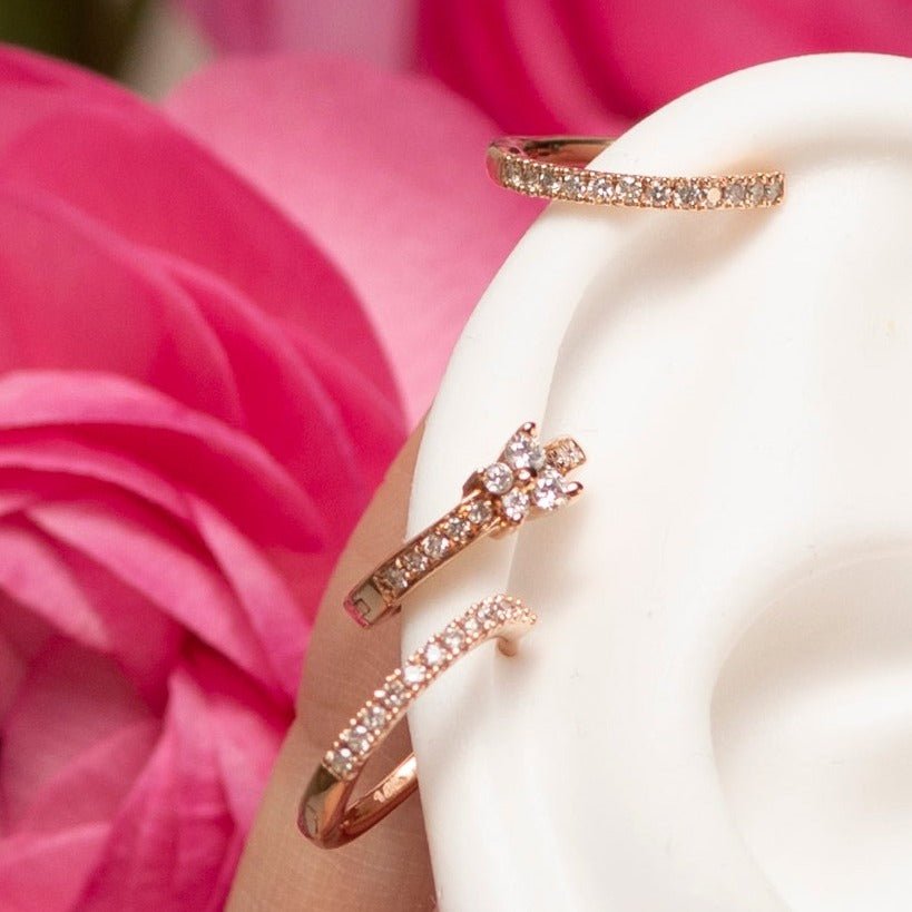 14K Rose Gold Diamond Butterfly Huggie Earrings for Women - Elegant Everyday Jewelry for Parties, Weddings & Gifting