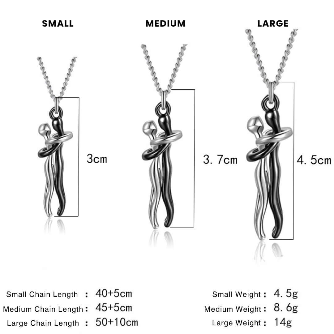 Romantic Couple Hugging Pendant Necklace - Sterling Silver Love Gift for Her/Him | Anniversary, Valentine's Day, Wedding Jewelry | JN9978