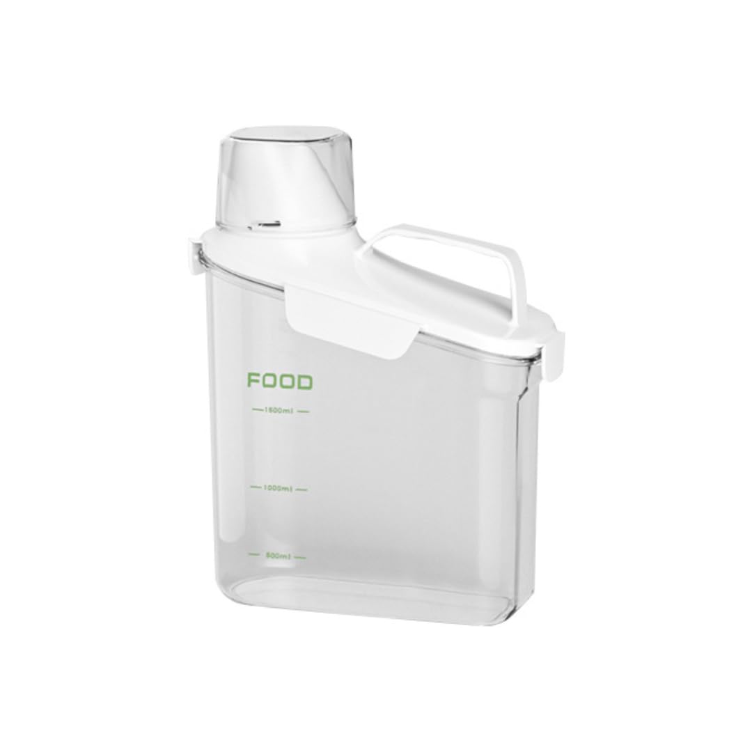 Airtight Cereal Storage Container - BPA-Free Clear Plastic Food Bin with Measuring Cup for Kitchen Organization | Ideal for Dry Food, Flour, Pet Dog & Cat Food Storage | Perfect for Pantry, Baking & Pet Feeding (2.8L, Green)