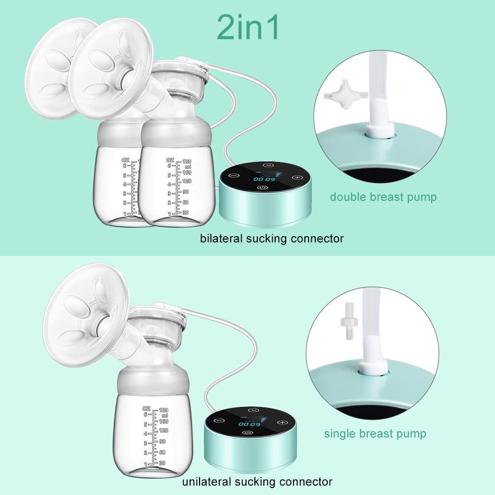 Electric Breast Pump - Rechargeable Double Breastfeeding Pump with 3 Modes, 10 Levels & Touchscreen LED - Perfect for Nursing Moms at Home or Work