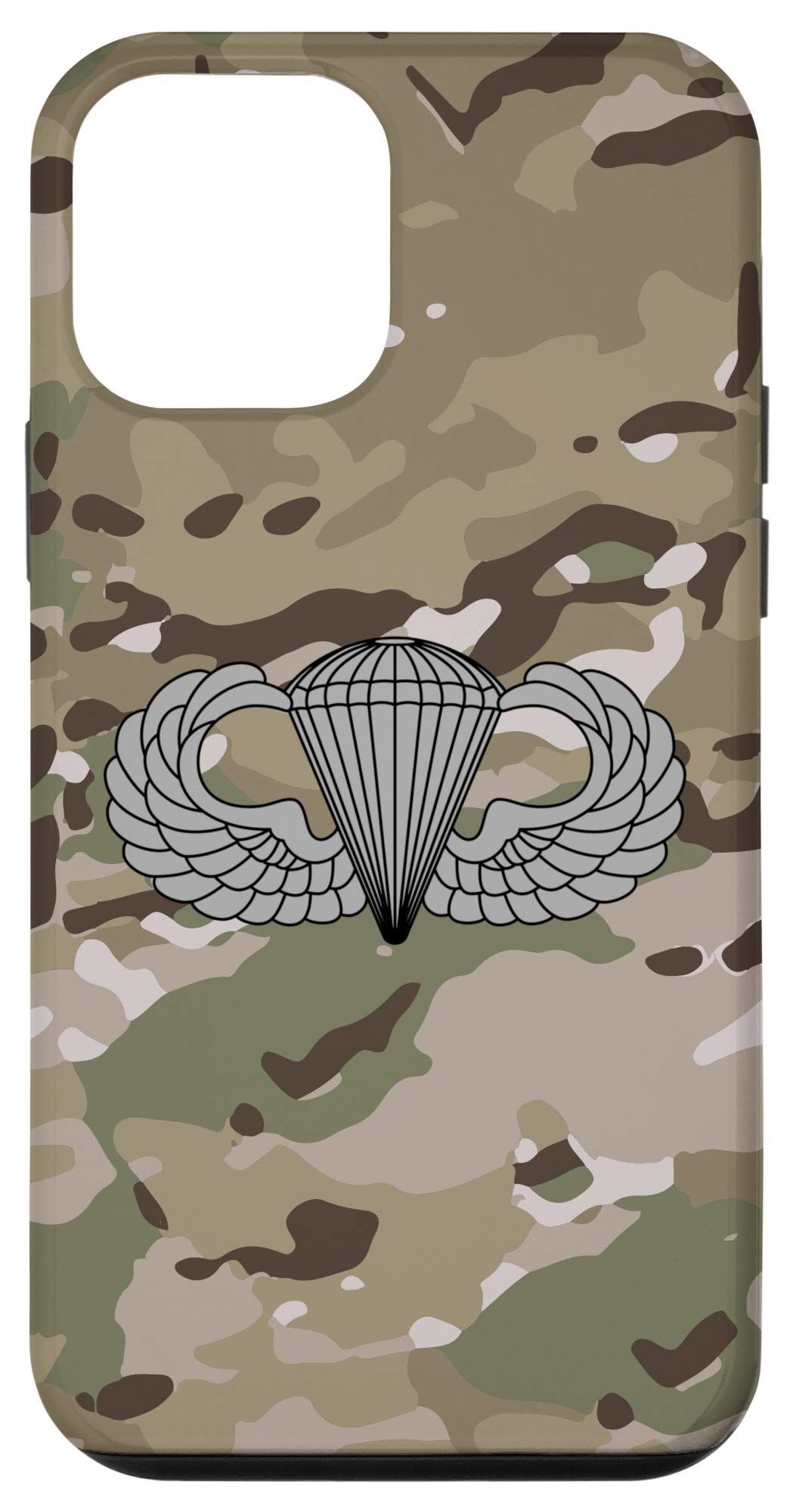 iPhone 12 Mini Protective Case with Airborne Jump Wings & Multicam Camo Design - Durable Military Style Phone Cover for Outdoor Adventures, Tactical Enthusiasts & Parachuting Activities