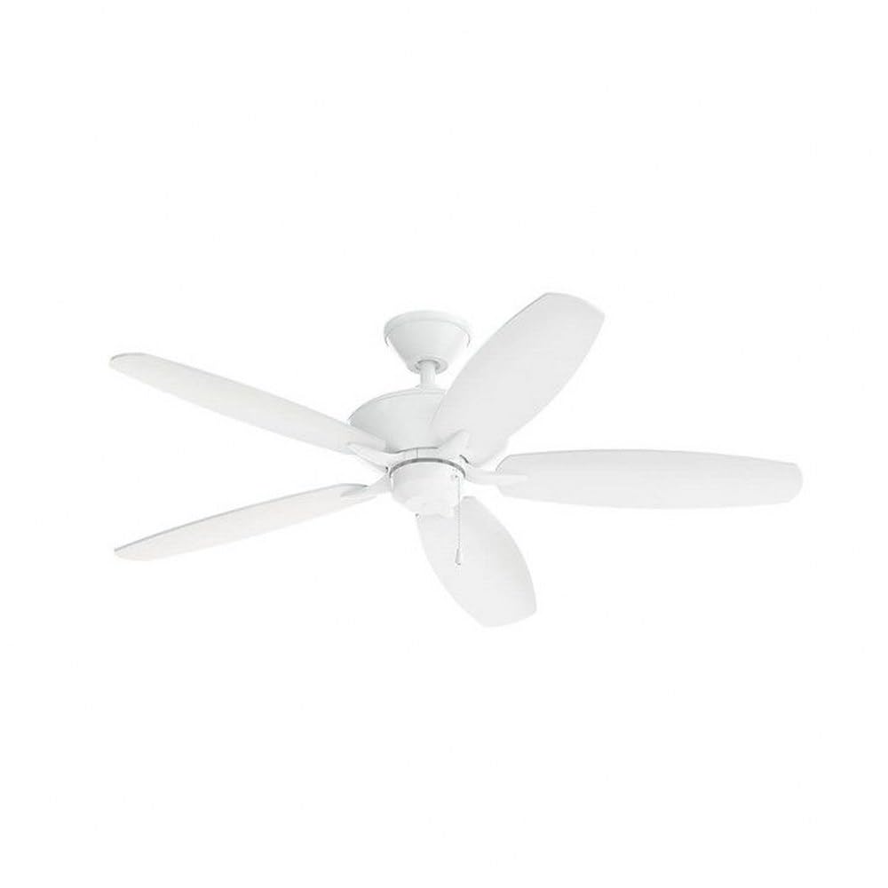 Kichler 52 Inch Outdoor Ceiling Fan with Light - Matte White Finish - Energy Efficient Patio Fan for Covered Porch, Deck & Backyard - Weather Resistant & Quiet Operation