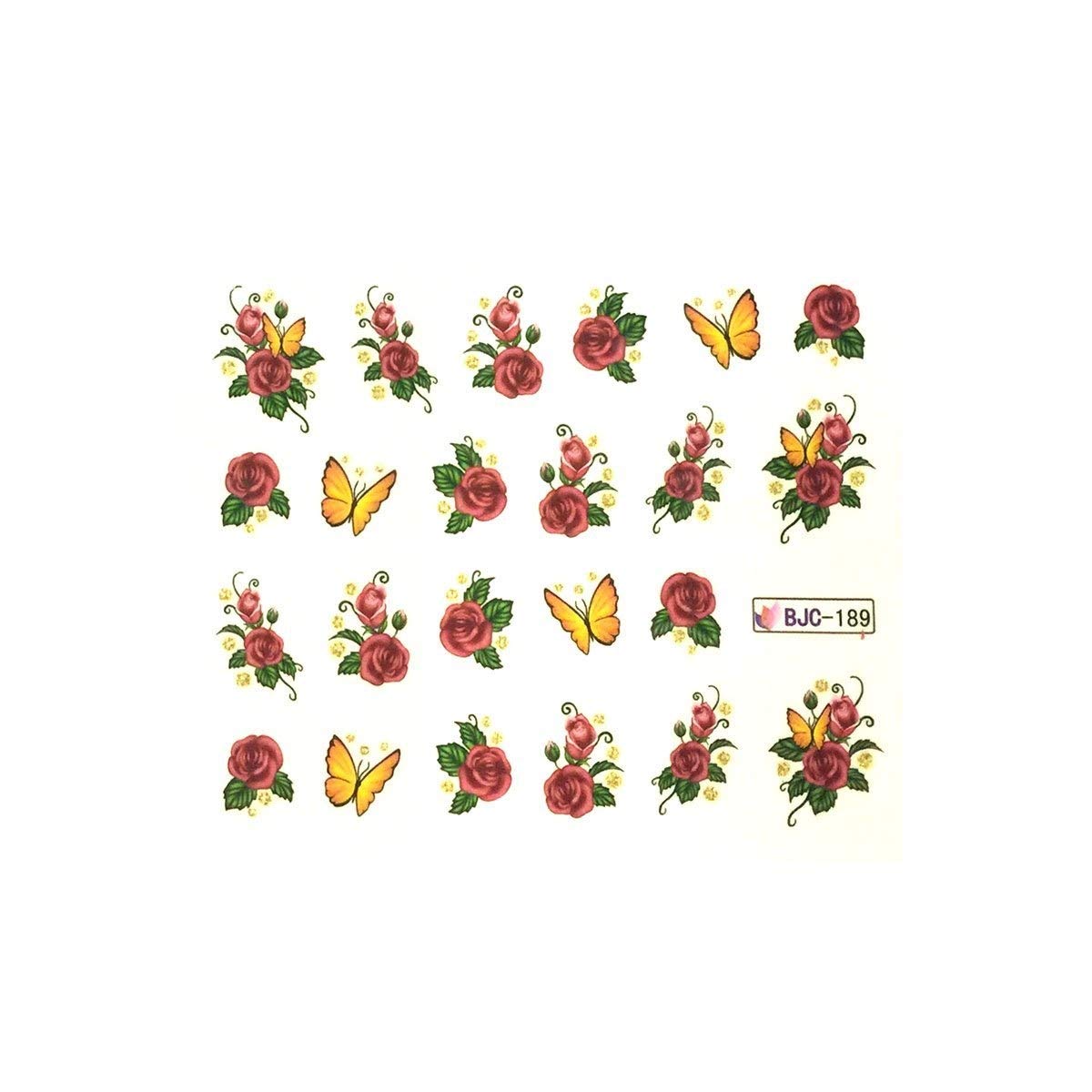 Wrapables Water Transfer Nail Stickers - Floral & Butterfly Nail Art Decals for DIY Manicures (6 Sheets) - Perfect for Home, Salon & Party Nail Designs