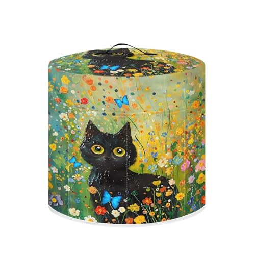 Black Cat Vibrant Flowers