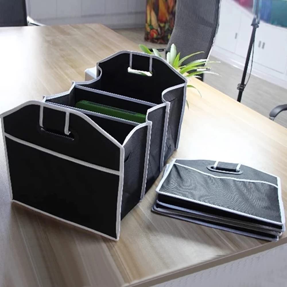 Extra Large Collapsible Car Trunk Organizer with 3 Compartments - Waterproof Storage Box for SUV, Sedan & Minivan - Car Seat Organizer Bag for Travel, Camping & Road Trips - Durable Car Accessories