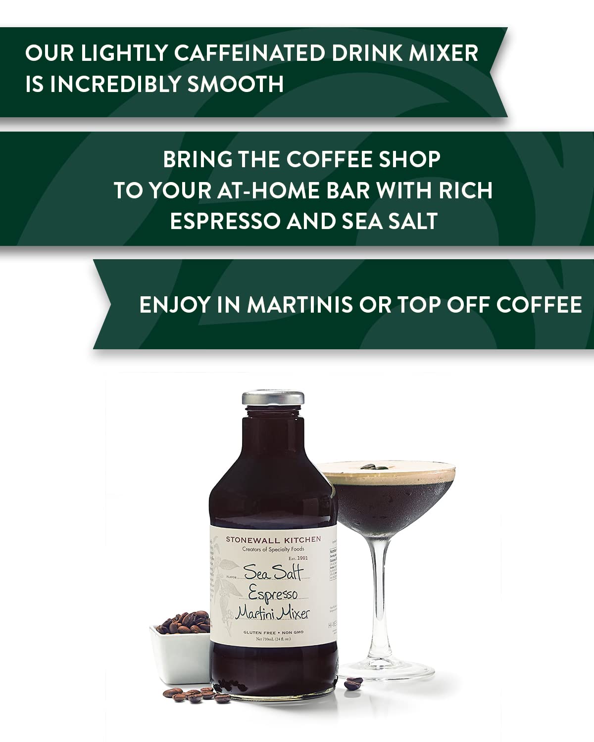 Stonewall Kitchen Sea Salt Espresso Martini Mixer - 24 oz Premium Cocktail Mix for Coffee Lovers | Perfect for Home Bars, Parties & Holiday Gifts