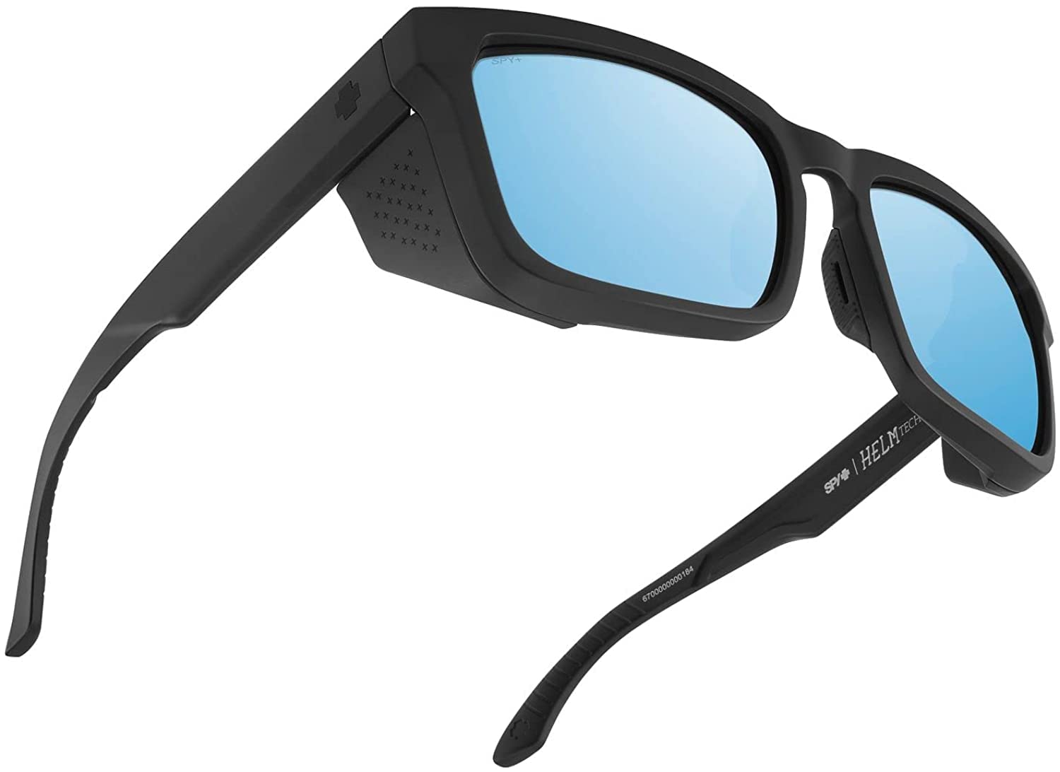 Spy Optic Helm Tech Polarized Sunglasses - Matte Black Frame, Bronze Polarized Ice Blue Spectra Mirror Lens - for Cycling, Running & Outdoor Sports